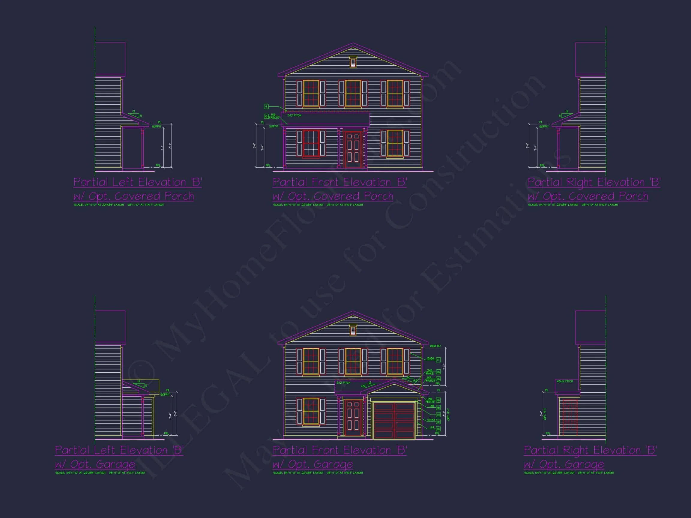 11-1020 HOUSE PLAN -Traditional Colonial Home Plan - 3-Bed, 2.5-Bath, 1,190 SF 7 Colonial Revival house Plan with CAD Blueprint and Design