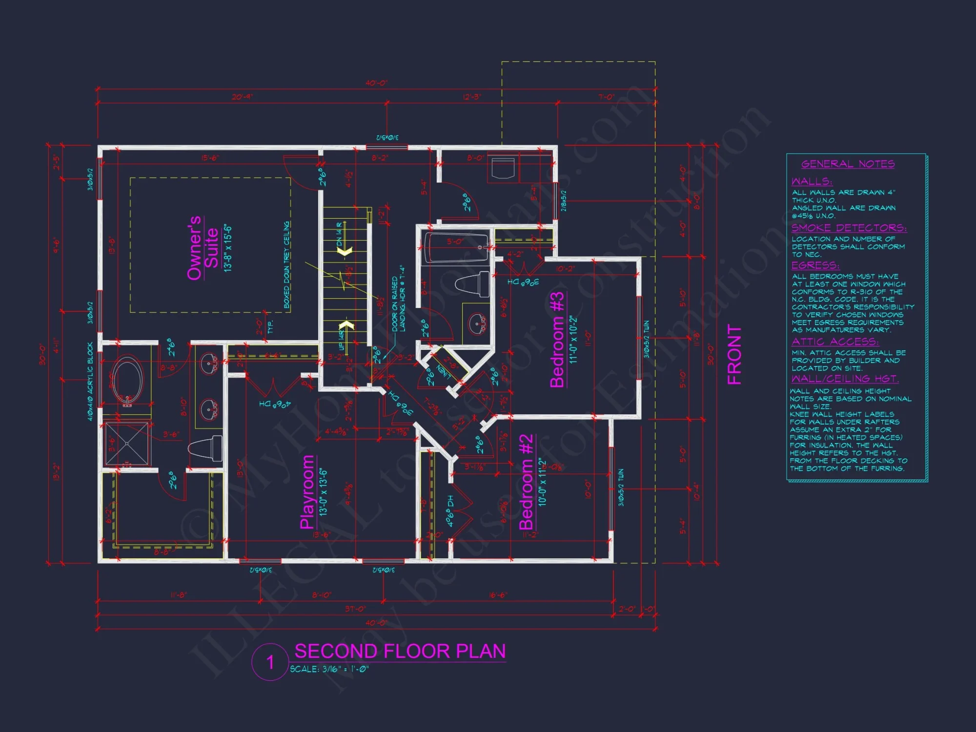 Efficient 2-Story house Plan with Modern CAD Blueprint Designs