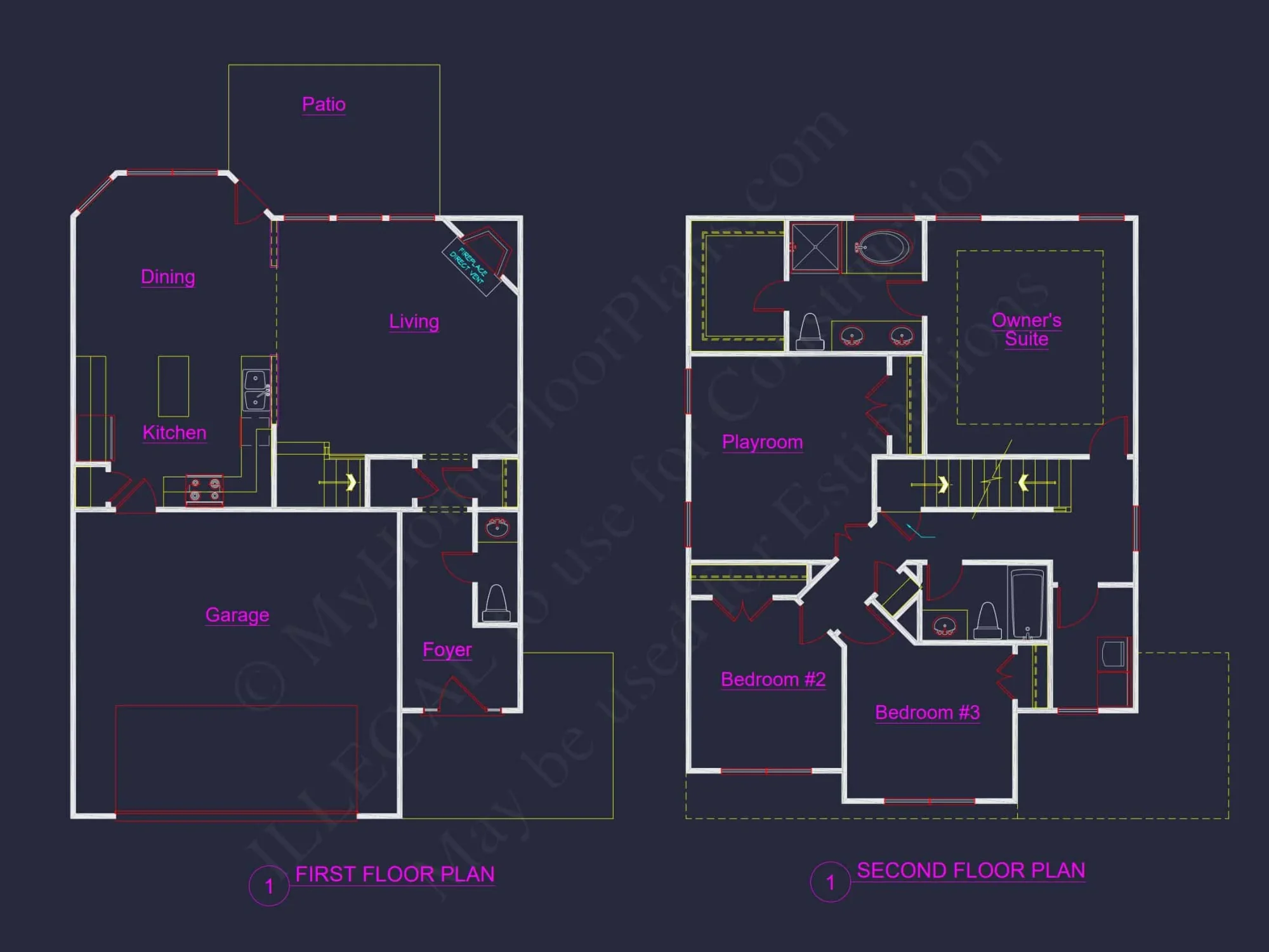Efficient 2-Story house Plan with Modern CAD Blueprint Designs
