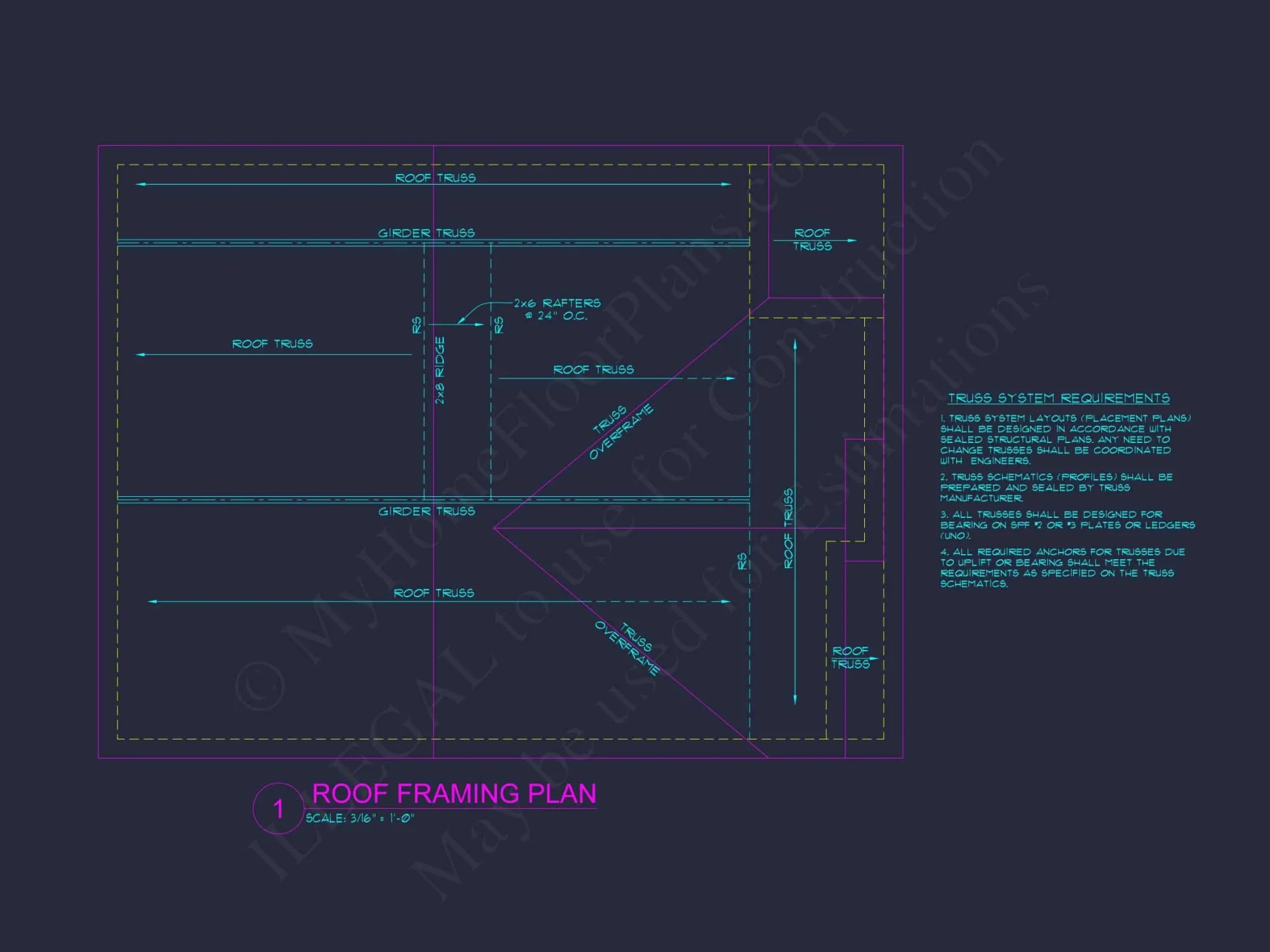 Modern Craftsman house Plan with Open Floor and CAD Blueprint