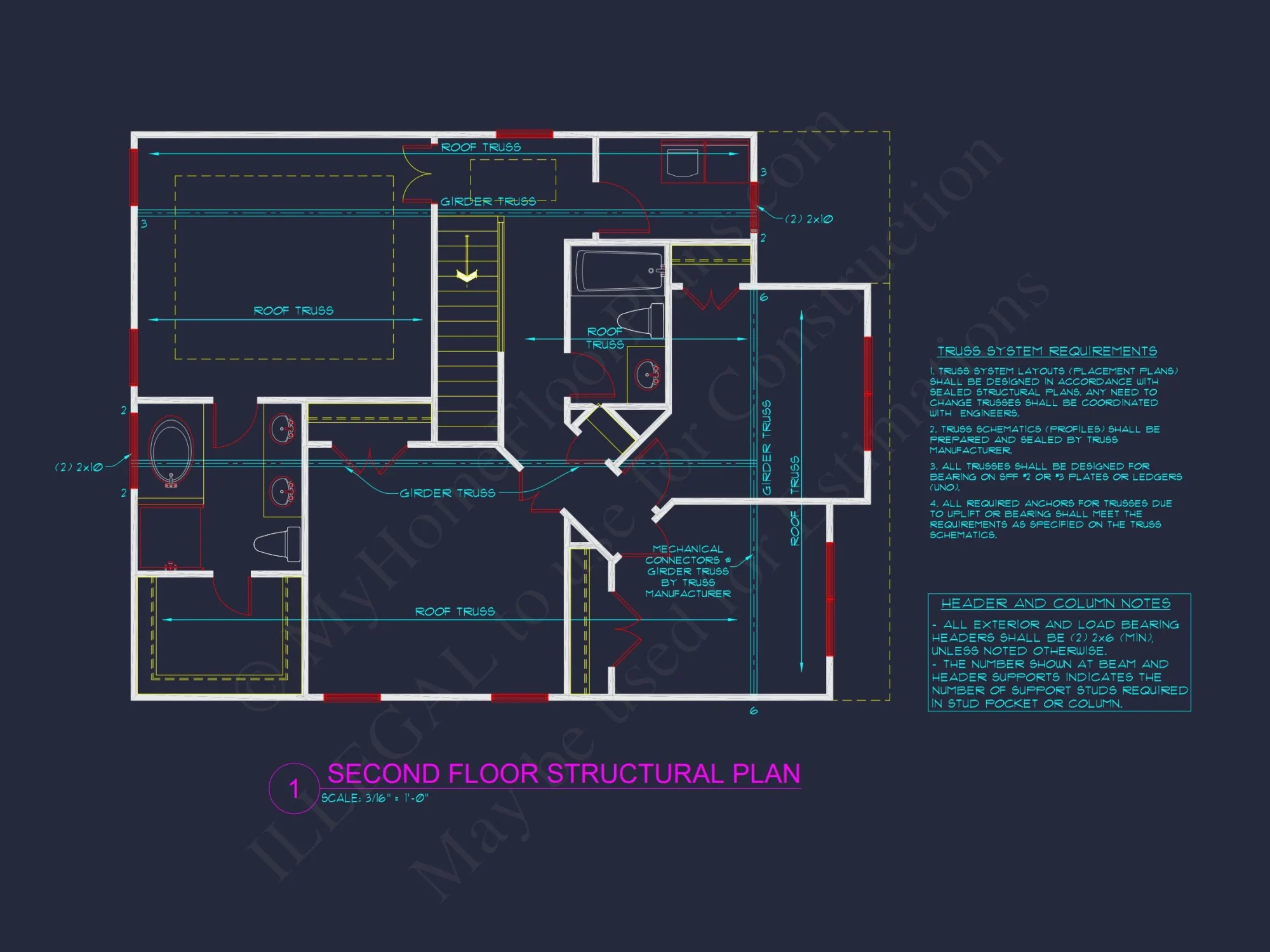 Modern Craftsman house Plan with Open Floor and CAD Blueprint