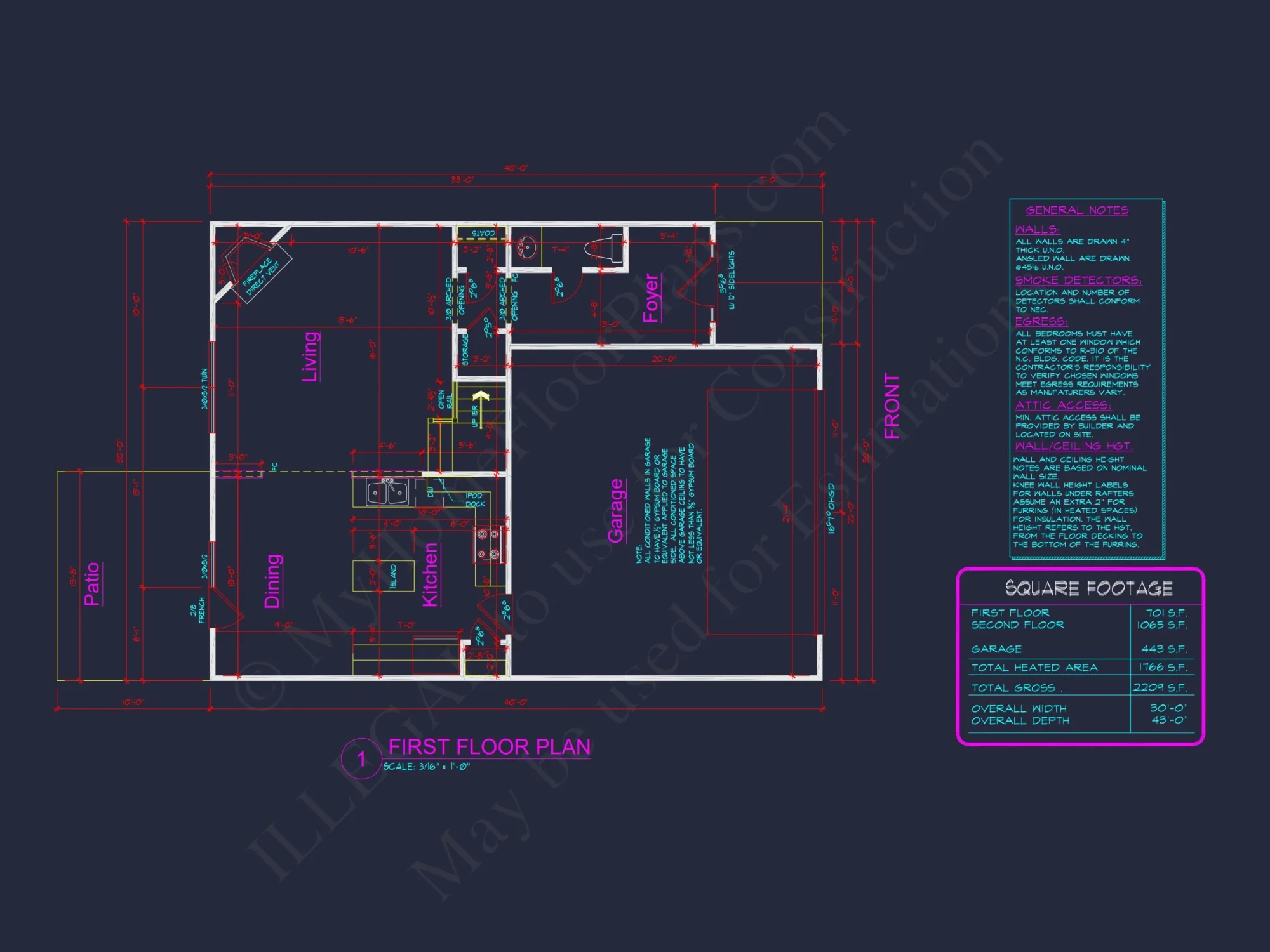 Modern Craftsman house Plan with Open Floor and CAD Blueprint