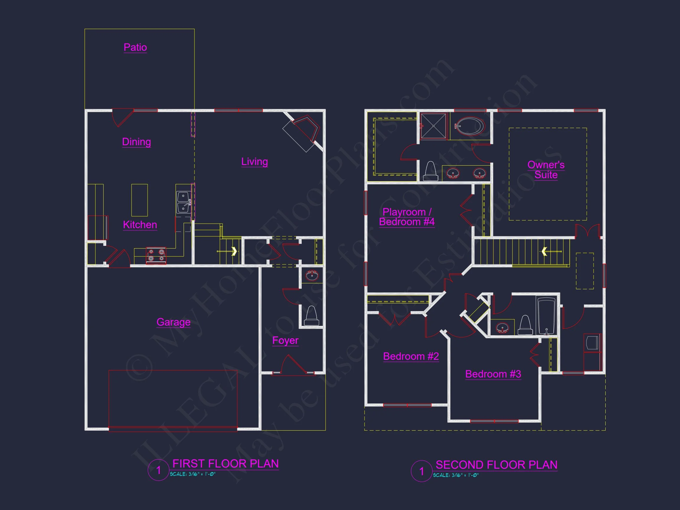 10-1779B HOUSE PLAN -Traditional Colonial Home Plan - 4-Bed, 2.5-Bath, 2,150 SF 4 Modern Craftsman house Plan with Open Floor and CAD Blueprint