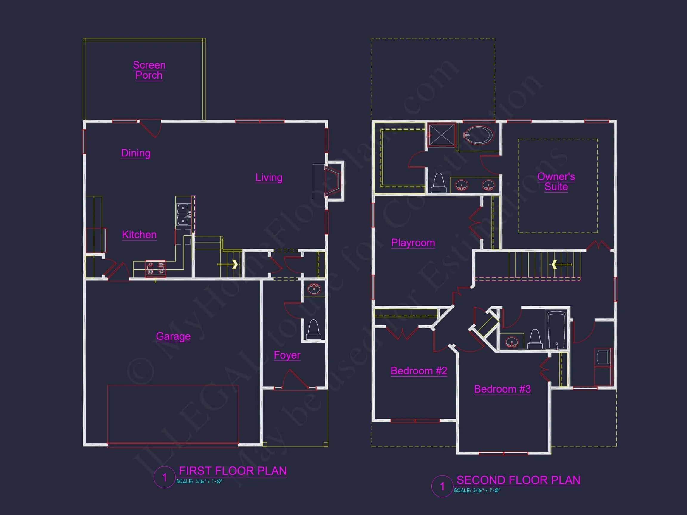 Modern Suburban house Plan with 2 Floors and Open Layout