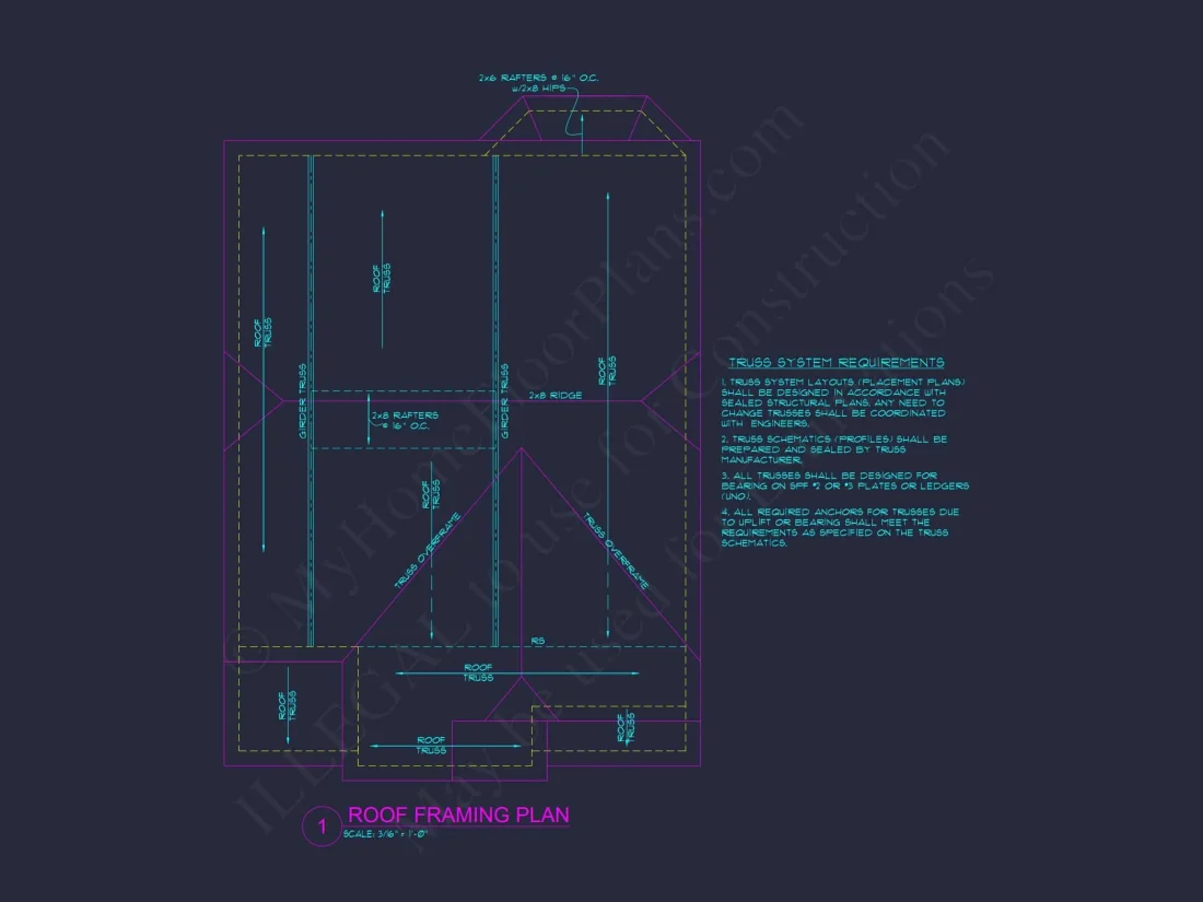 Traditional Craftsman house Floor Plan with Architectural Designs