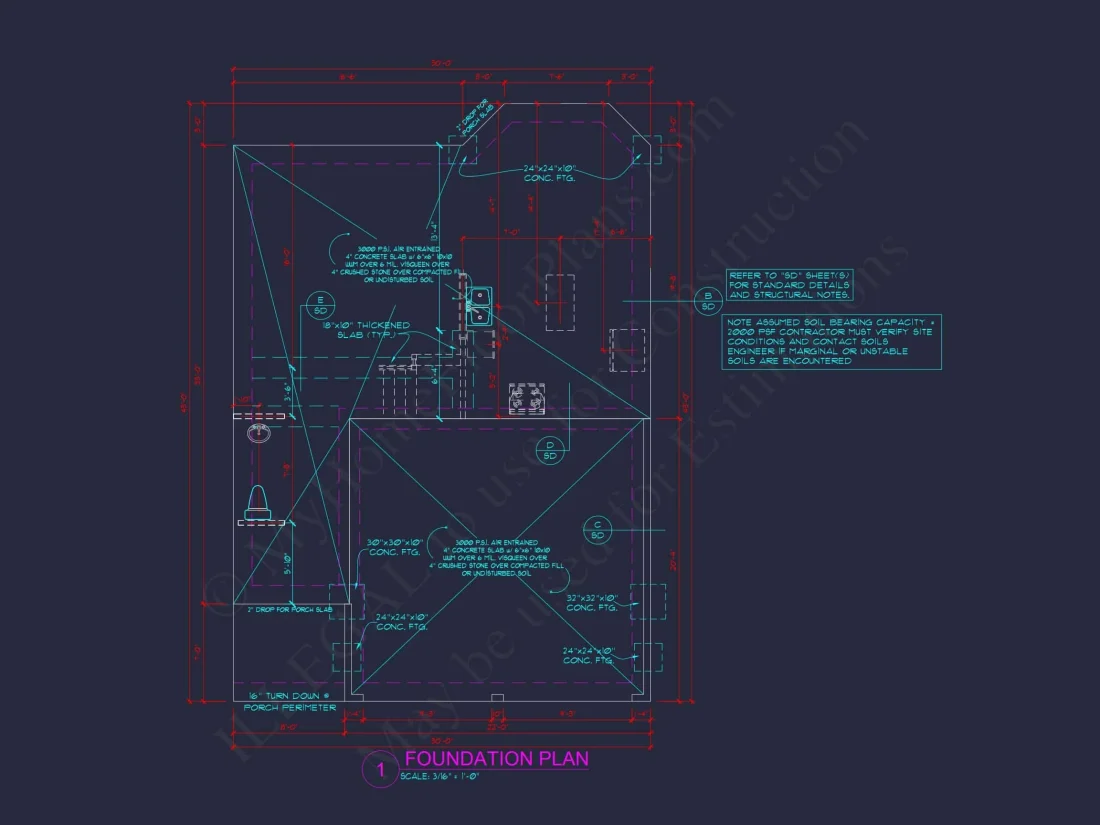 Traditional Craftsman house Floor Plan with Architectural Designs