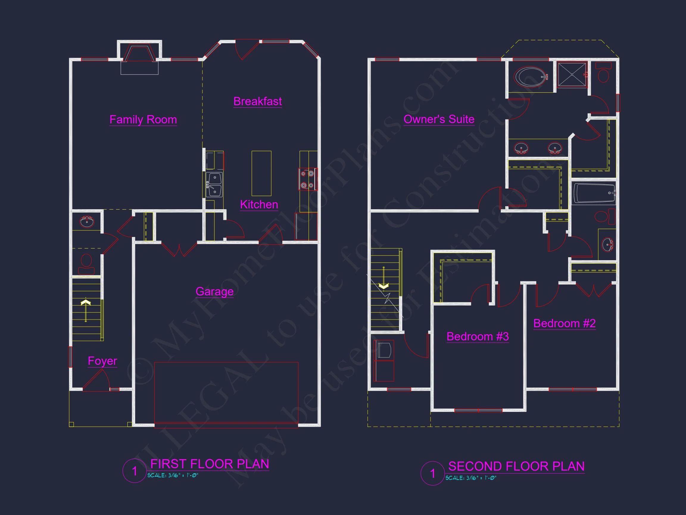 10-1625 HOUSE PLAN -Traditional Colonial Home Plan - 3-Bed, 2.5-Bath, 1,759 SF 4 Modern Suburban house Plan: 2-Story Blueprint with CAD Designs