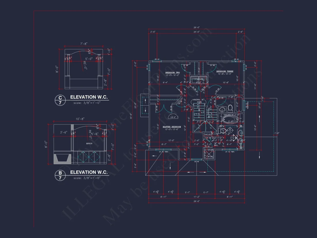 2-Story Farmhouse house Plan w/Open Floor Plan & Attic (2294 sq ft)