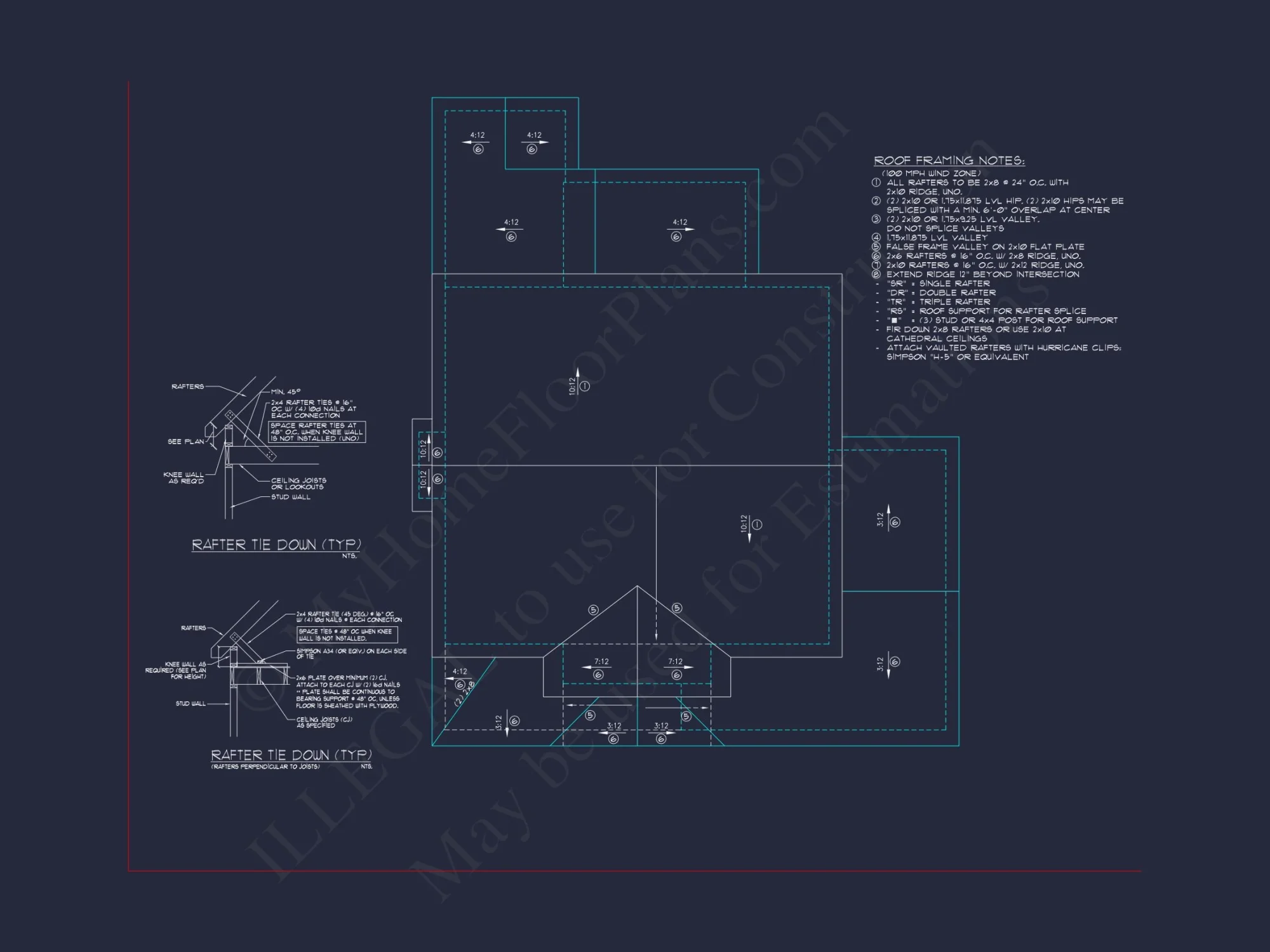 2-Story Farmhouse house Plan w/Open Floor Plan & Attic (2294 sq ft)