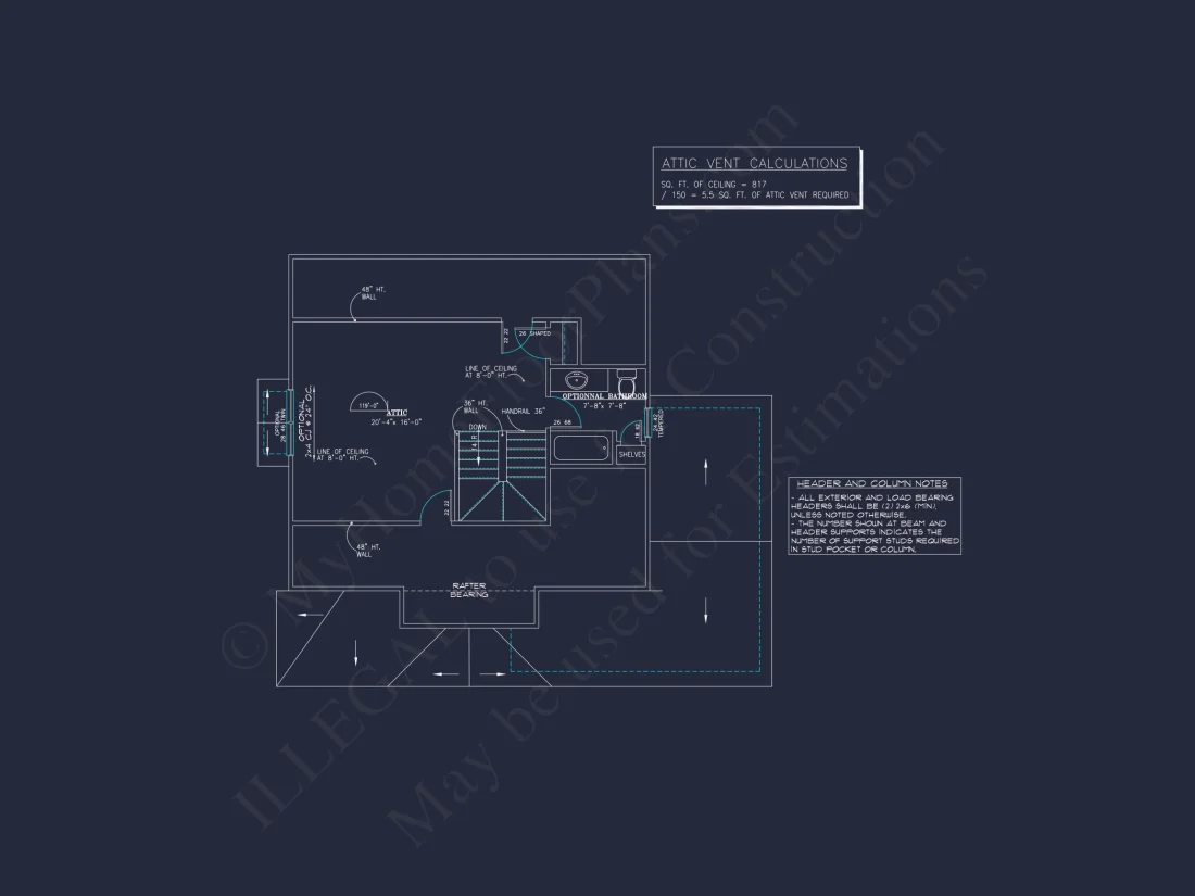 2-Story Farmhouse house Plan w/Open Floor Plan & Attic (2294 sq ft)