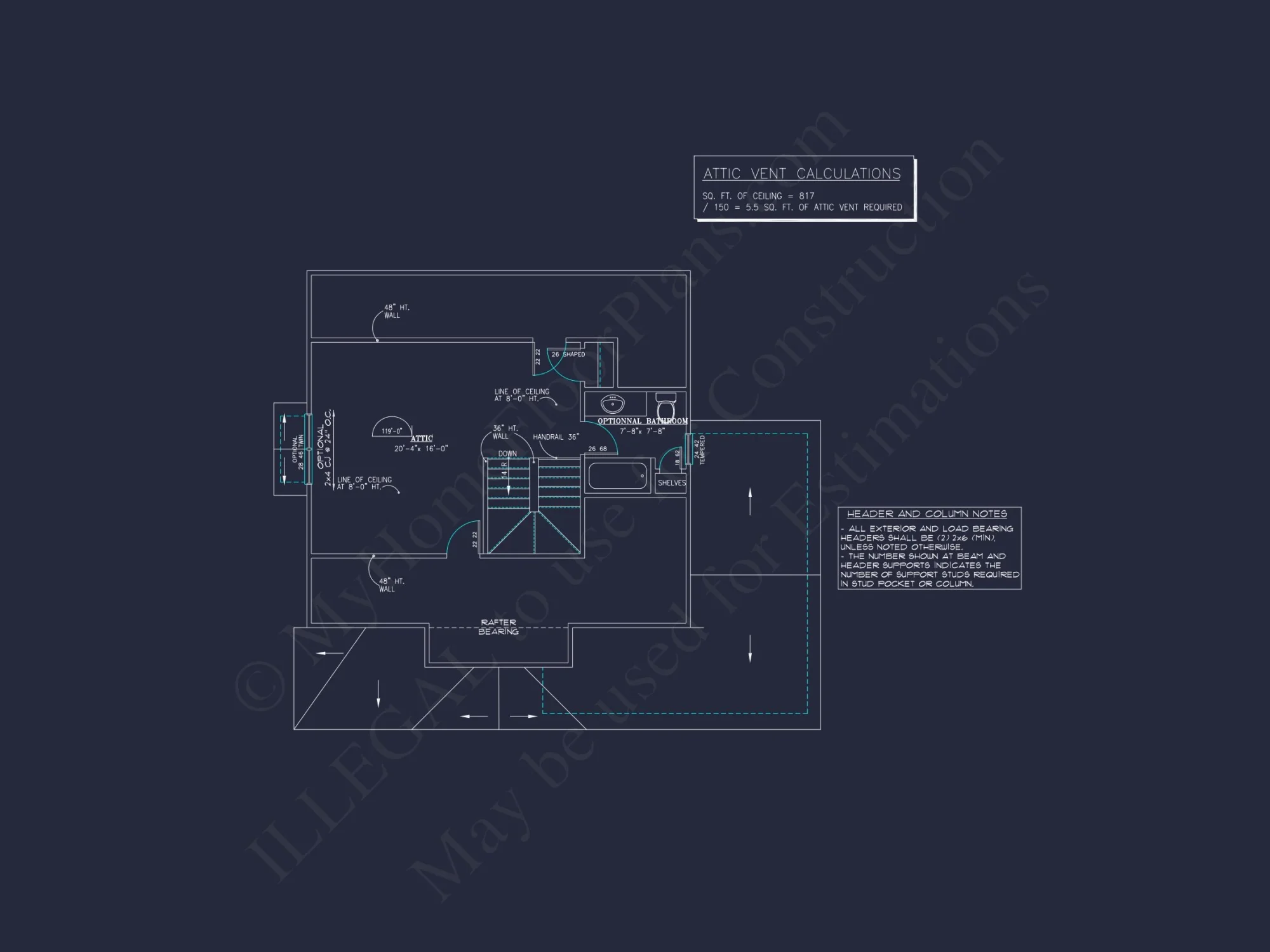 2-Story Farmhouse house Plan w/Open Floor Plan & Attic (2294 sq ft)