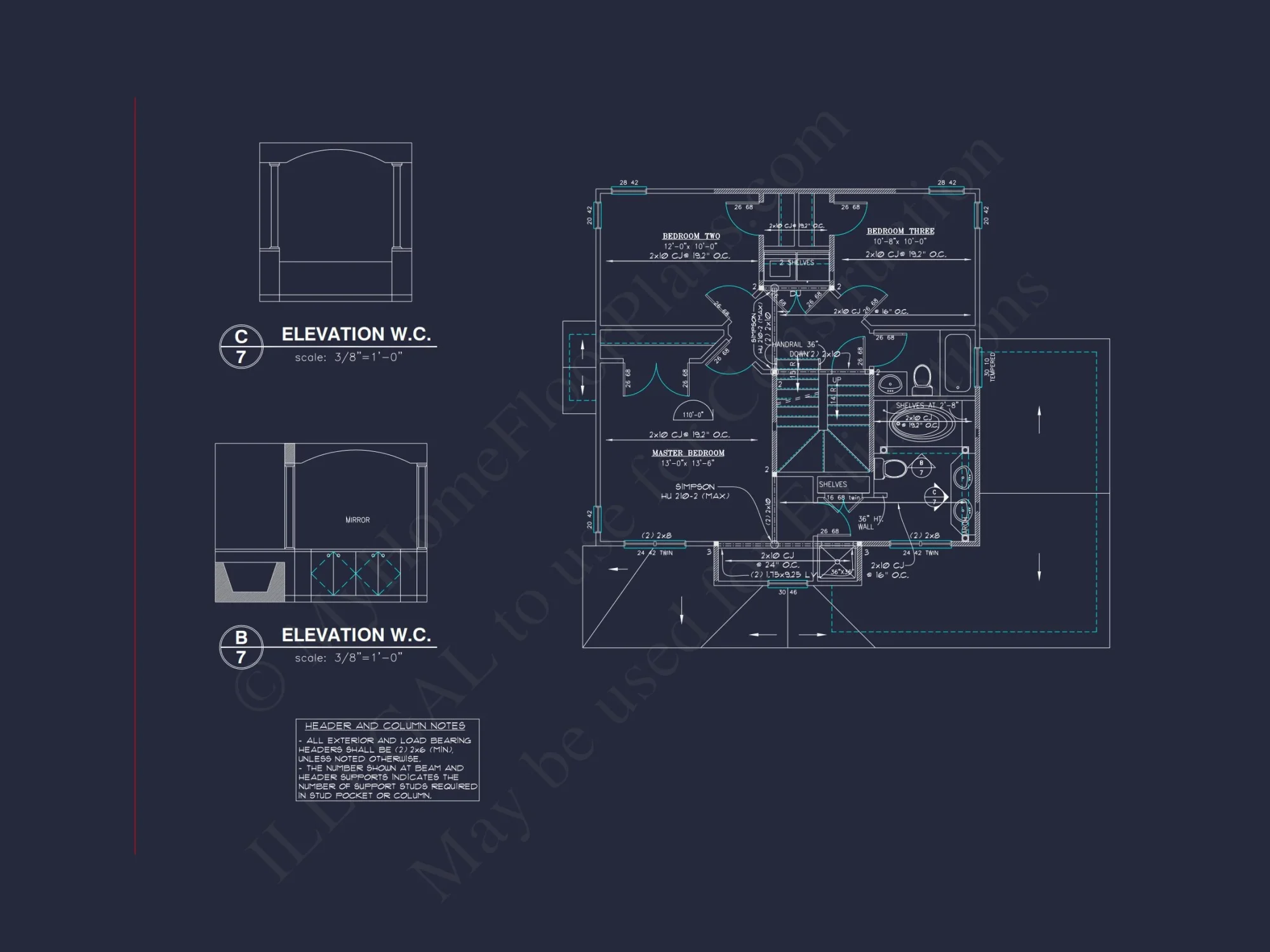 2-Story Farmhouse house Plan w/Open Floor Plan & Attic (2294 sq ft)