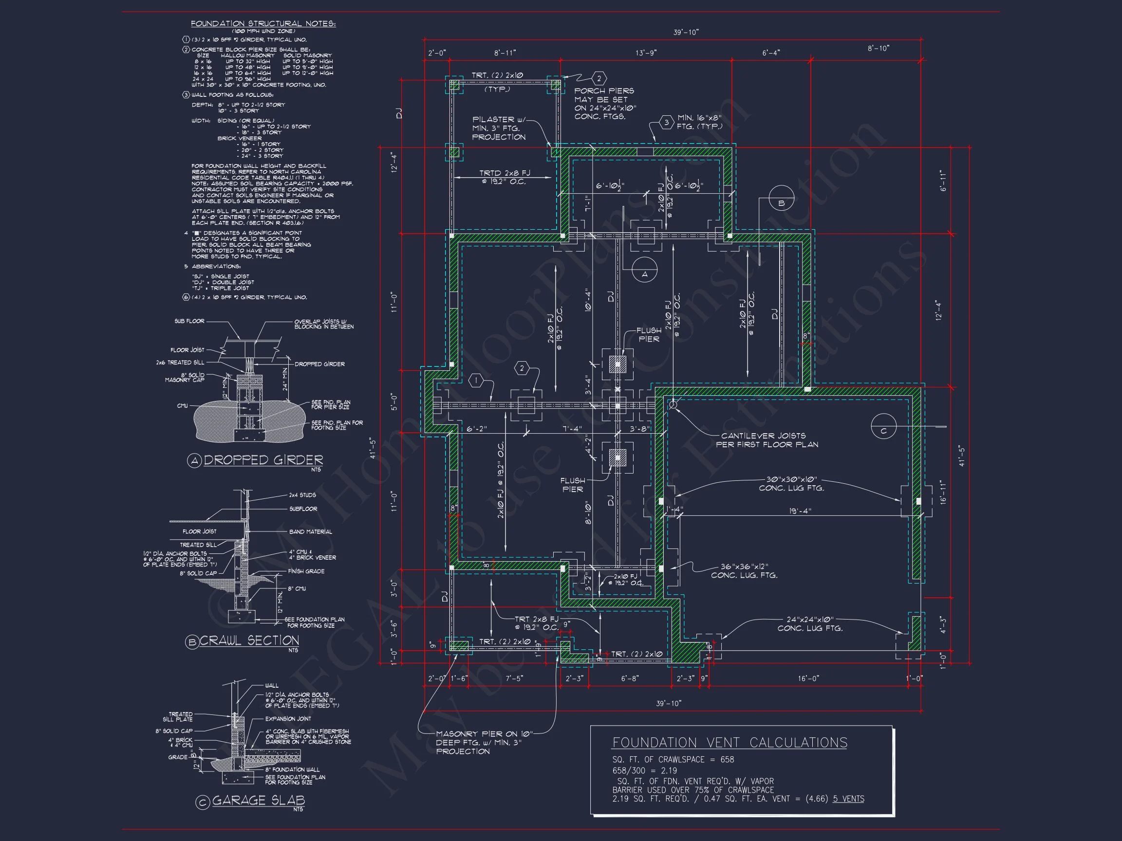 10-1615 HOUSE PLAN -Colonial Home Plan - 4-Bed, 3-Bath, 2,450 SF 13 2-Story Farmhouse house Plan w/Open Floor Plan & Attic (2294 sq ft)