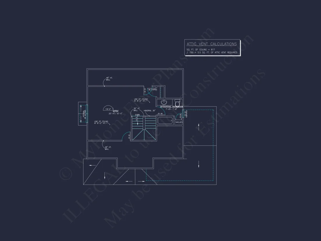 2-Story Farmhouse house Plan w/Open Floor Plan & Attic (2294 sq ft)