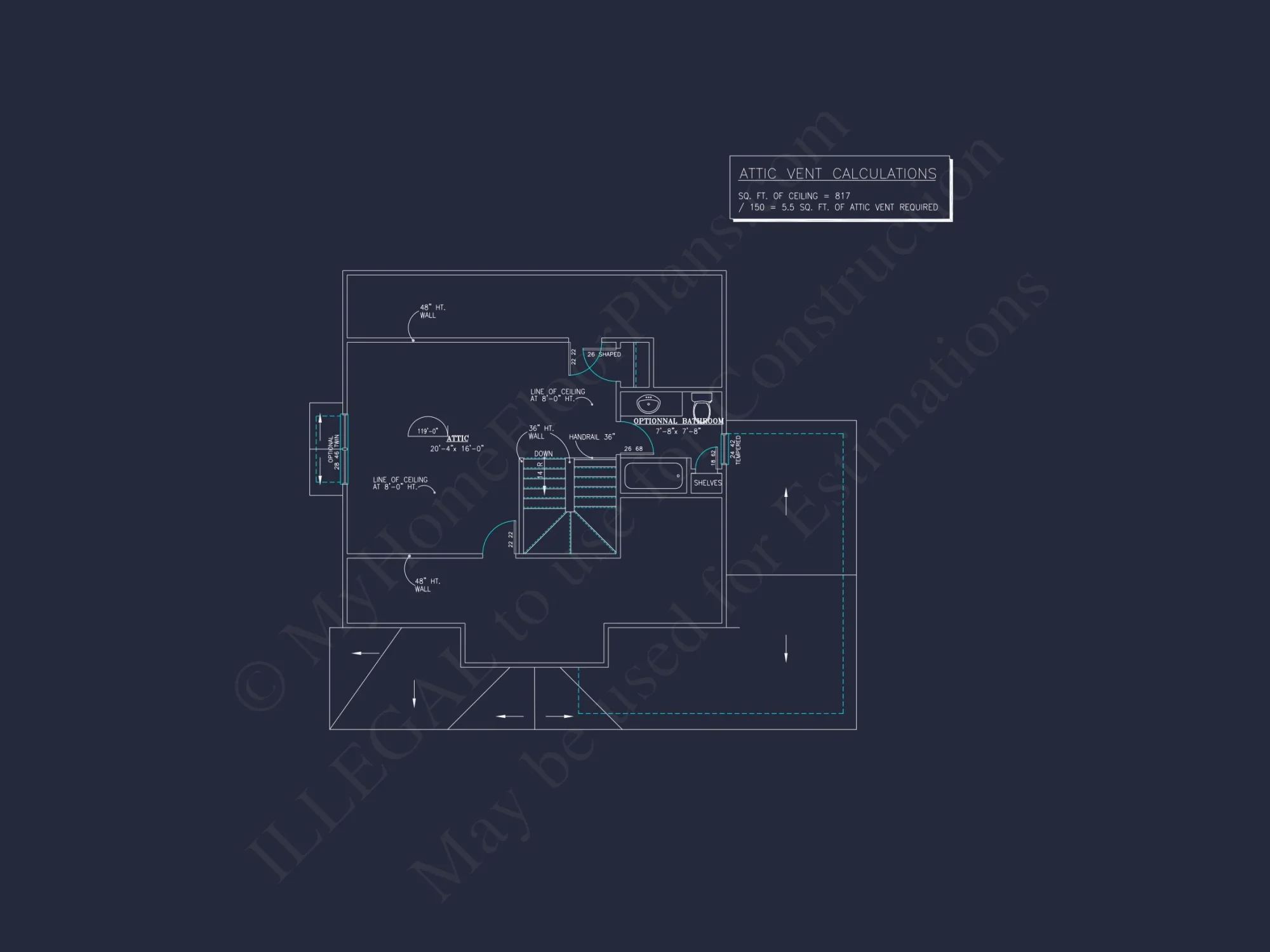 2-Story Farmhouse house Plan w/Open Floor Plan & Attic (2294 sq ft)