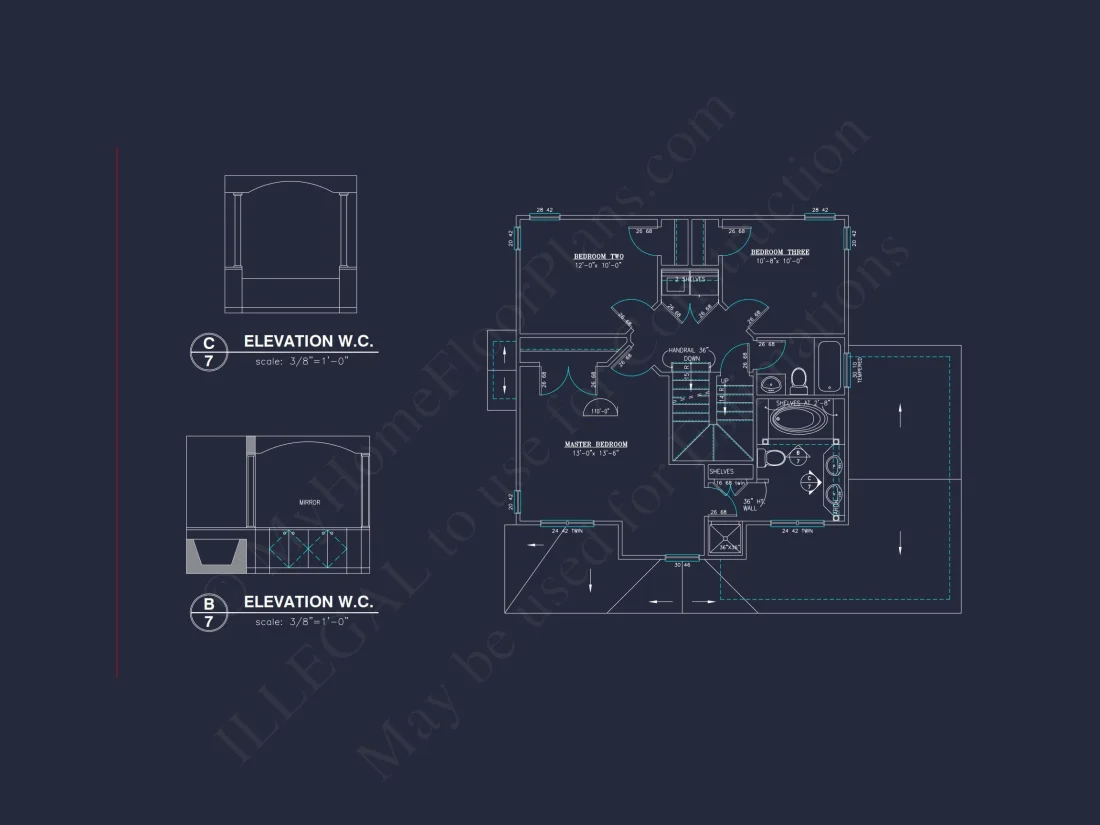 2-Story Farmhouse house Plan w/Open Floor Plan & Attic (2294 sq ft)