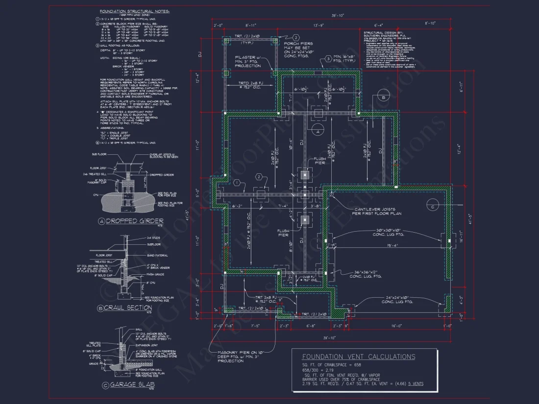 2-Story Farmhouse house Plan w/Open Floor Plan & Attic (2294 sq ft)