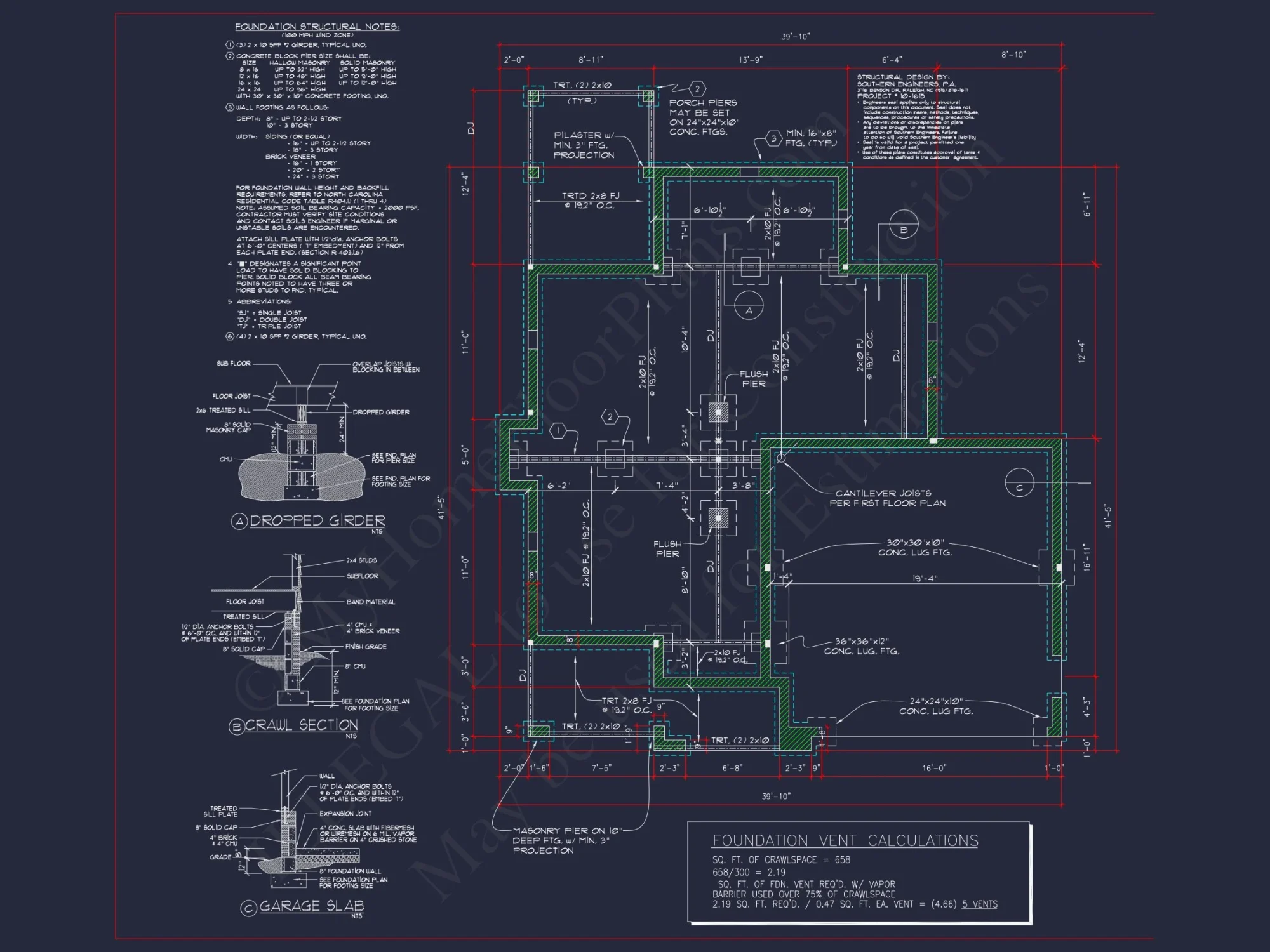 2-Story Farmhouse house Plan w/Open Floor Plan & Attic (2294 sq ft)