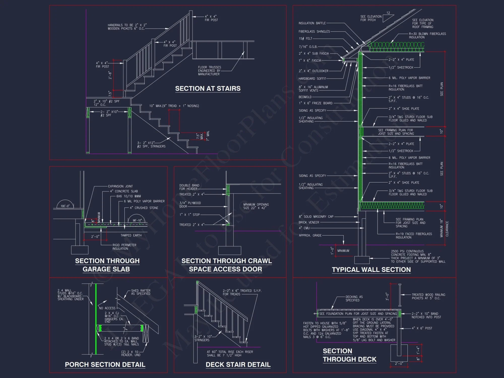 2-Story Farmhouse house Plan w/Open Floor Plan & Attic (2294 sq ft)