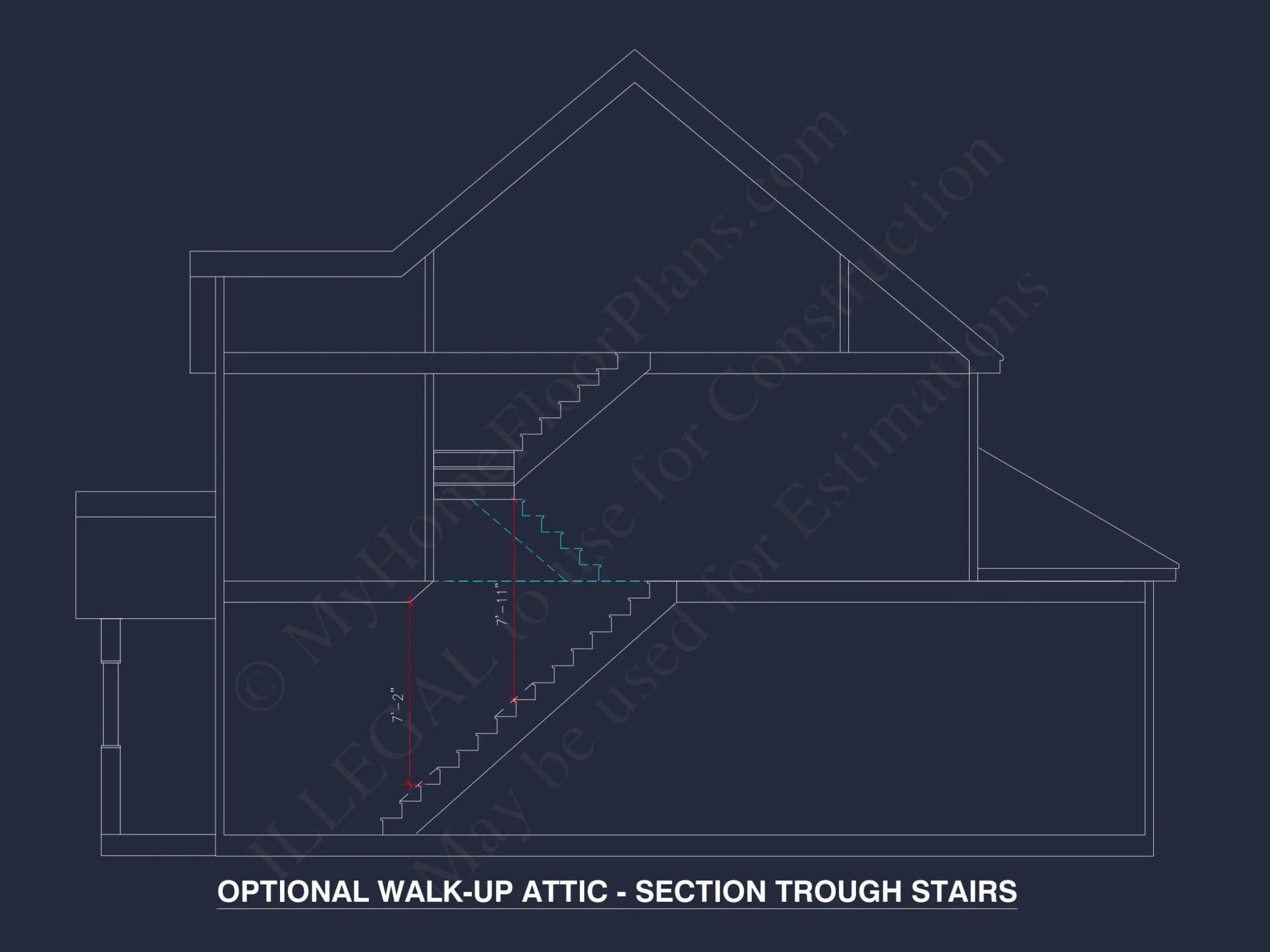 2-Story Farmhouse house Plan w/Open Floor Plan & Attic (2294 sq ft)