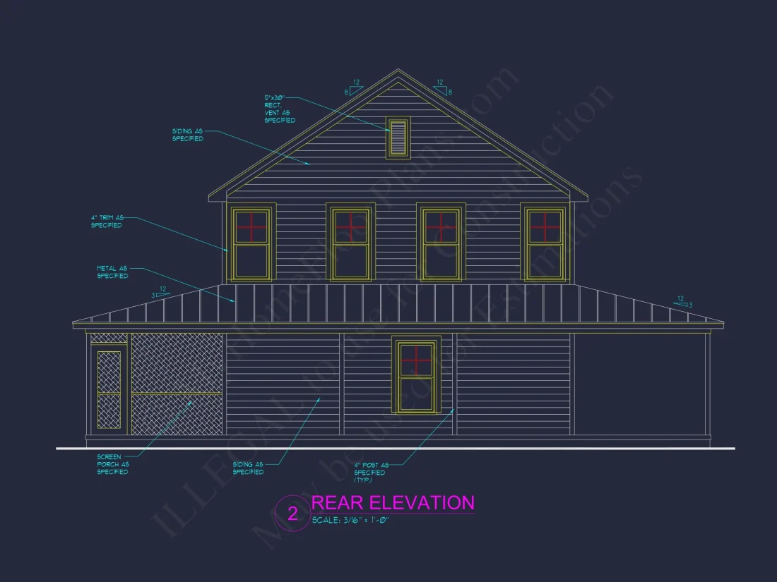 Traditional Farmhouse house Plan with 2 Stories and CAD Designs