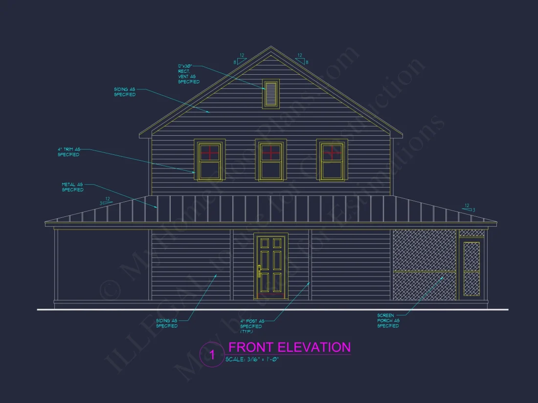 Traditional Farmhouse house Plan with 2 Stories and CAD Designs