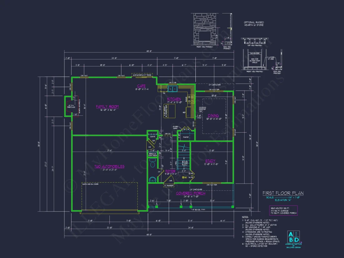 Traditional Craftsman house Plan with Spacious Floor Layout