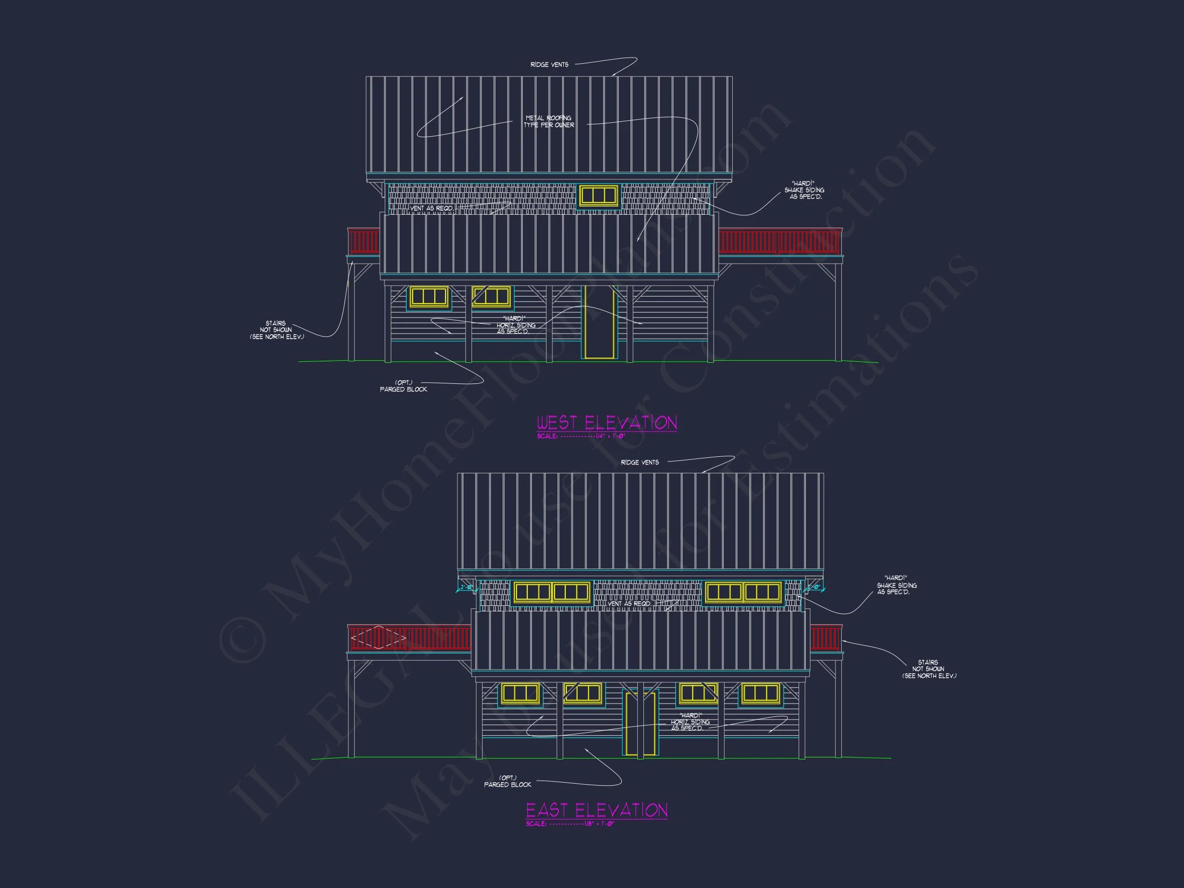 10-1545 ADU BARN STYLE PLAN - Carriage House Plan - 1-Bed, 1-Bath, 799 SF 3 Barn-Style ADU house Floor Plan with CAD Designs and Blueprints
