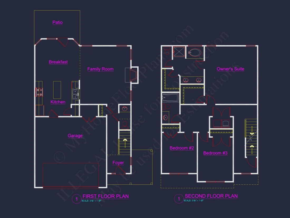 Traditional house Plan with Open Floor Design and CAD Blueprints