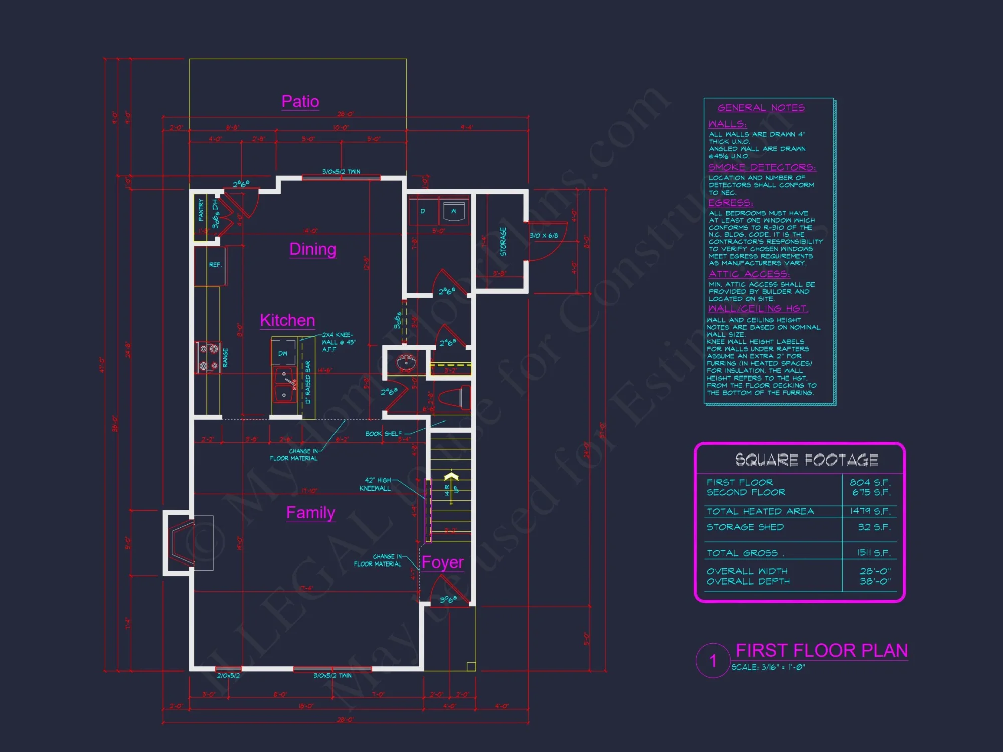 Craftsman house Plan with Detailed Floor Blueprint and Open Designs