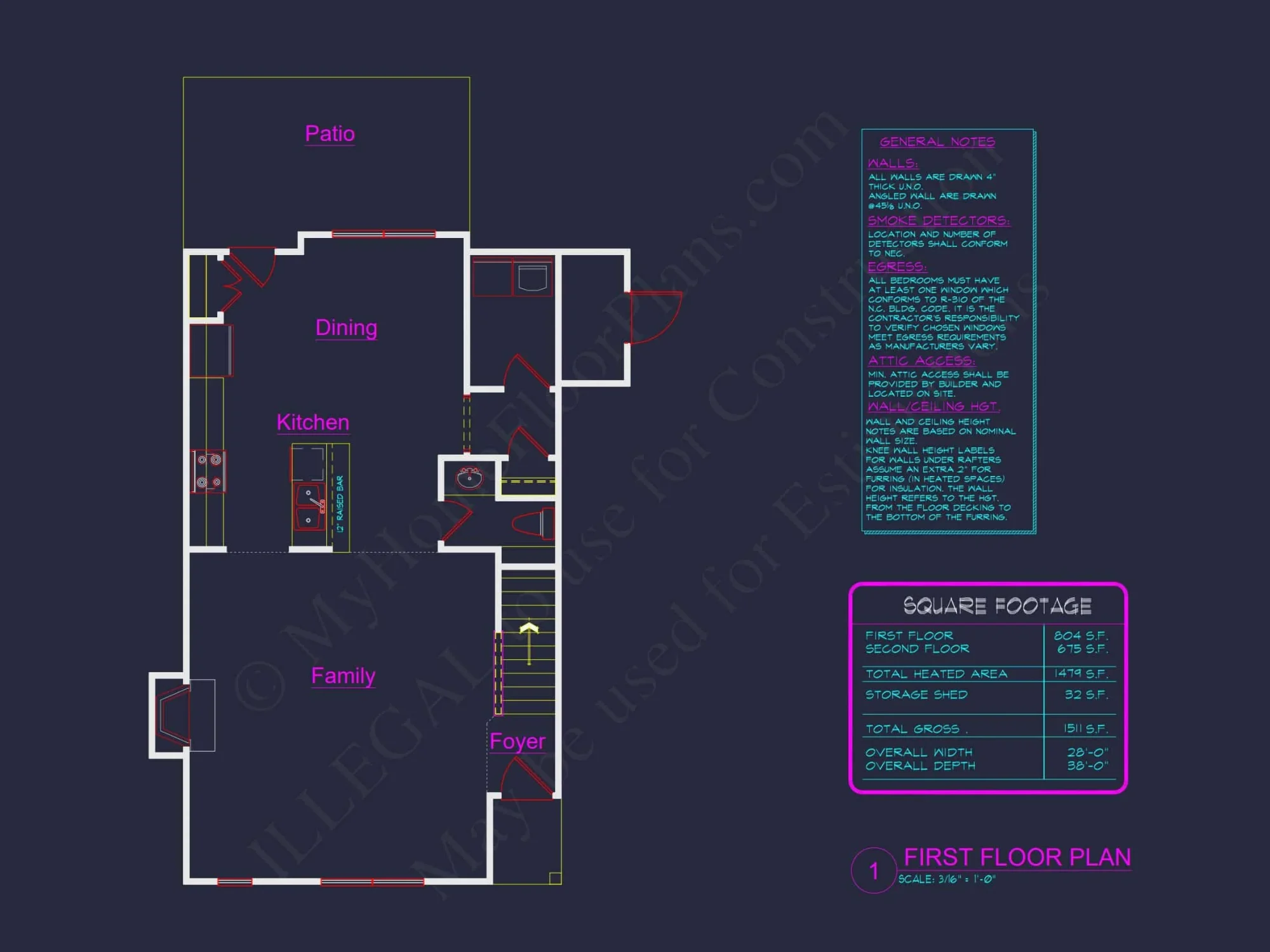 Craftsman house Plan with Detailed Floor Blueprint and Open Designs