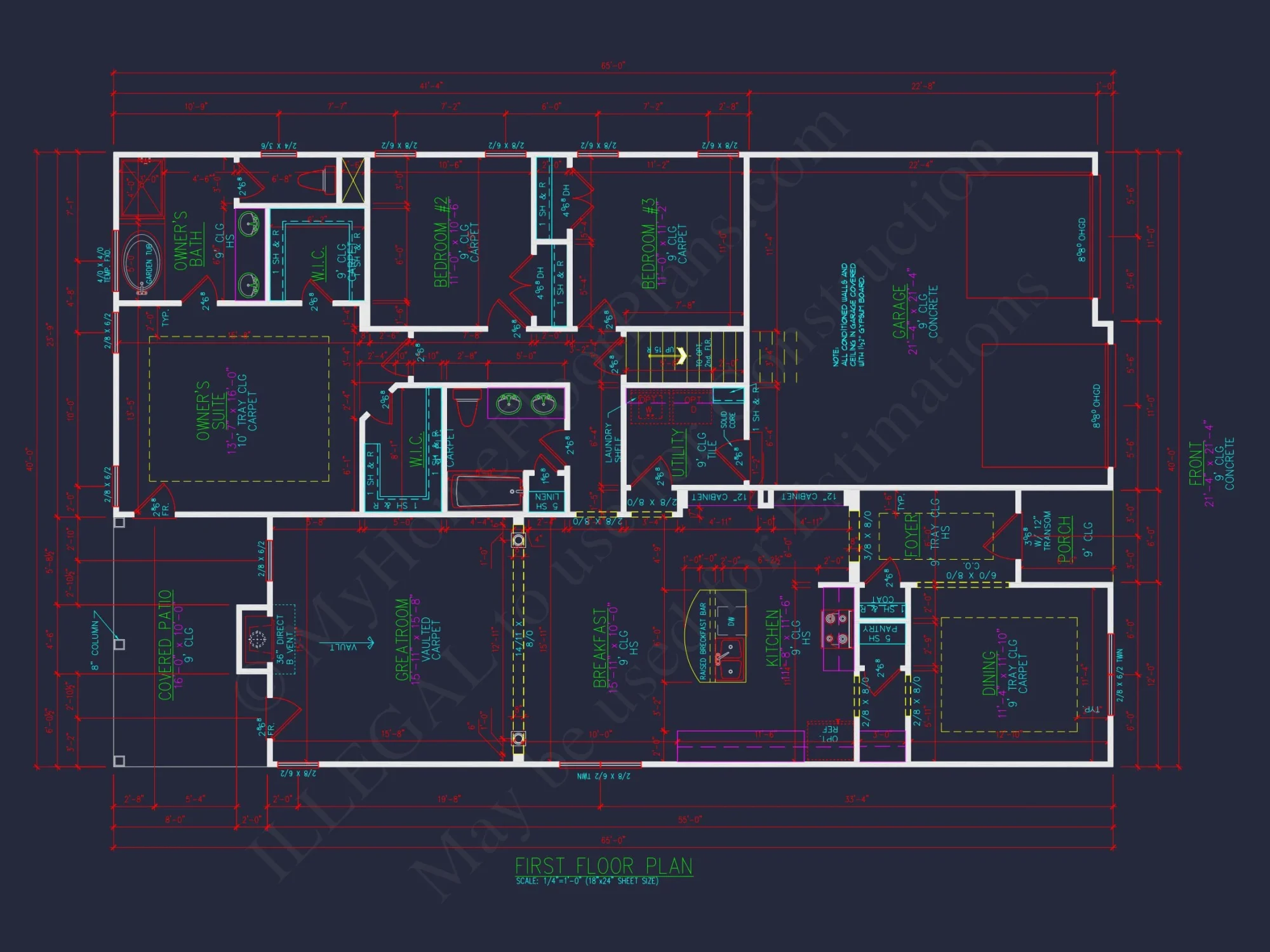 Craftsman house Plan with 3 Bedrooms and Open Floor Plan