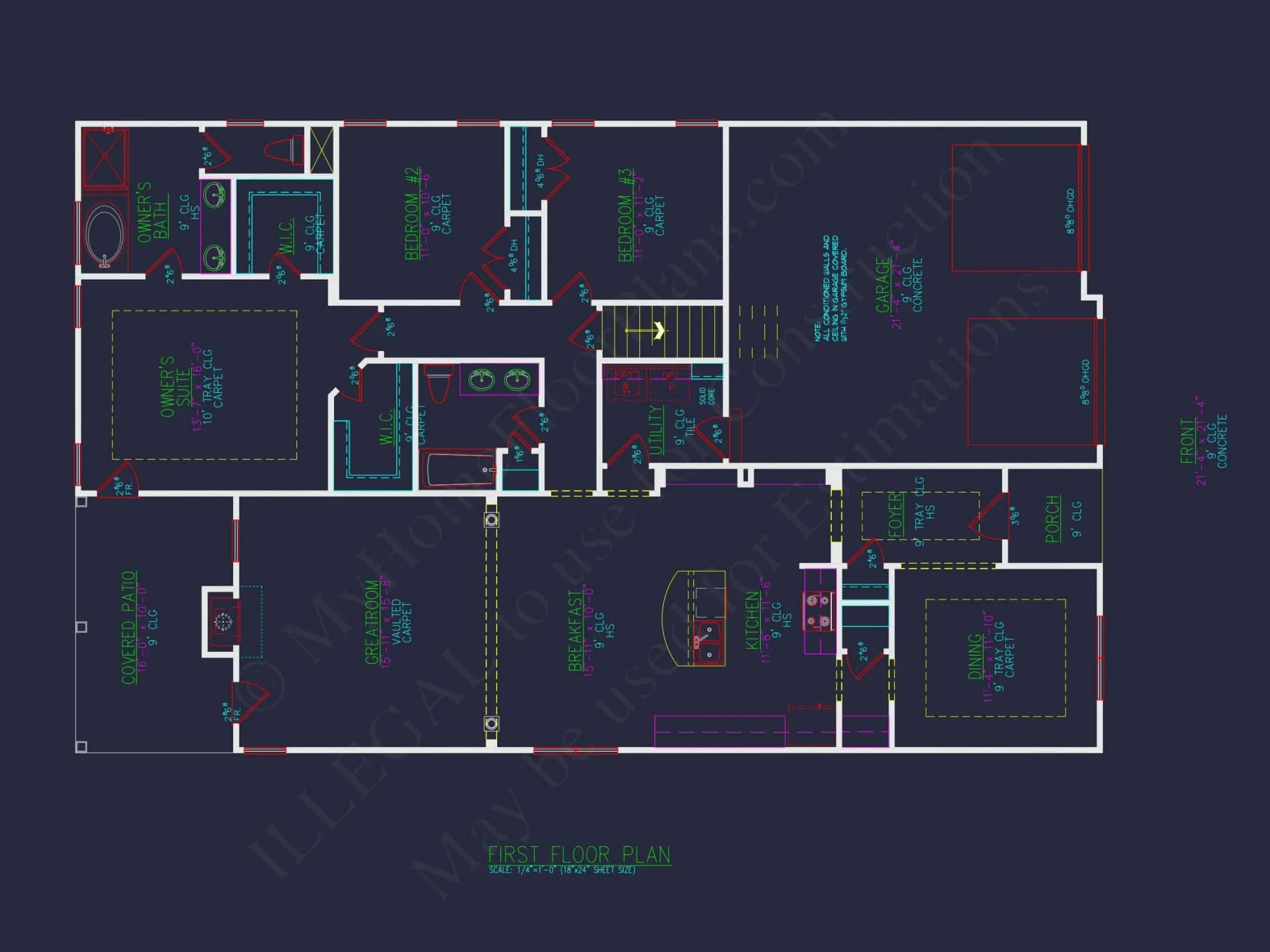 Craftsman house Plan with 3 Bedrooms and Open Floor Plan