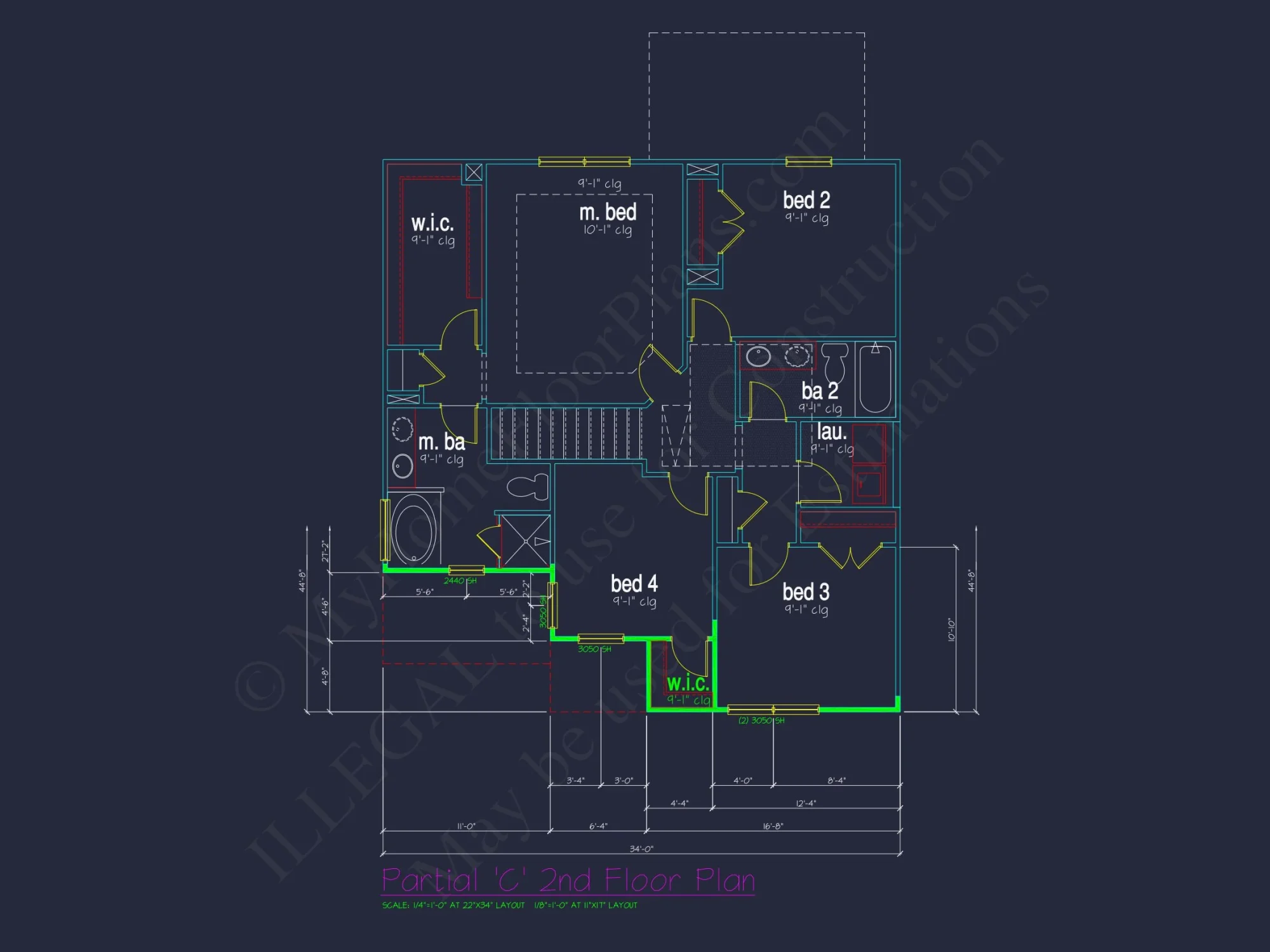 Classic 2-Story house Plan: 4 Beds, 2289 sq ft Blueprint