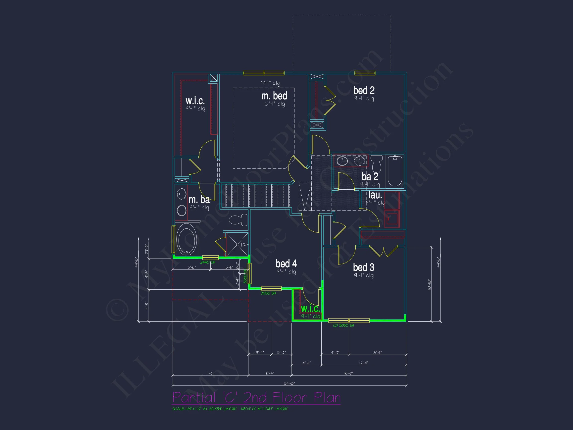 Classic 2-Story house Plan: 4 Beds, 2289 sq ft Blueprint