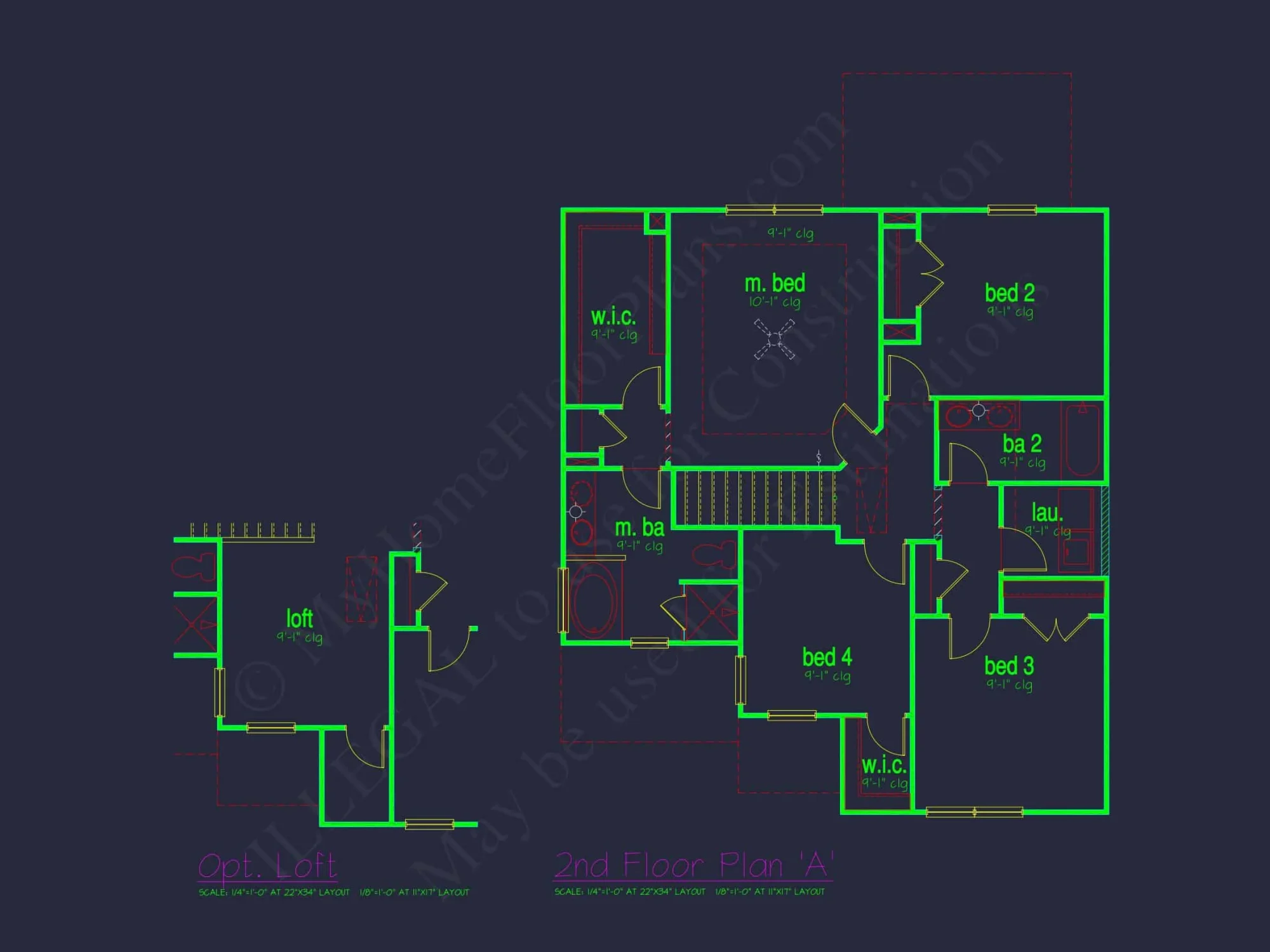 Classic 2-Story house Plan: 4 Beds, 2289 sq ft Blueprint