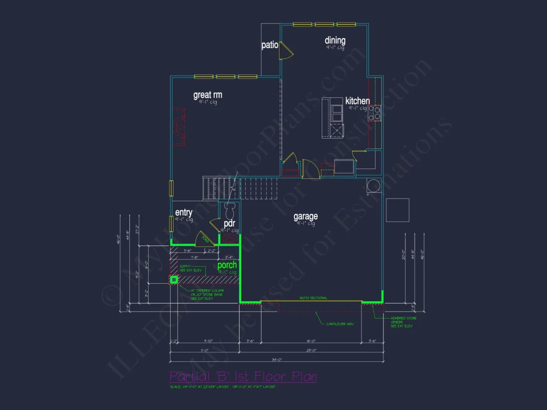Classic 2-Story house Plan: 4 Beds, 2289 sq ft Blueprint