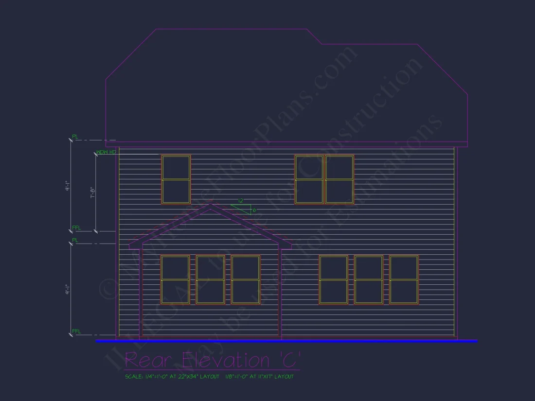 Classic 2-Story house Plan: 4 Beds, 2289 sq ft Blueprint