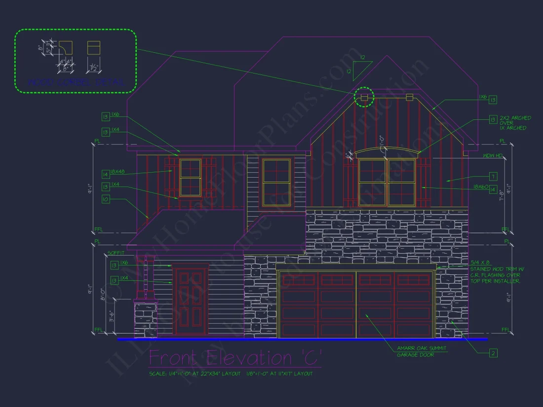 Classic 2-Story house Plan: 4 Beds, 2289 sq ft Blueprint