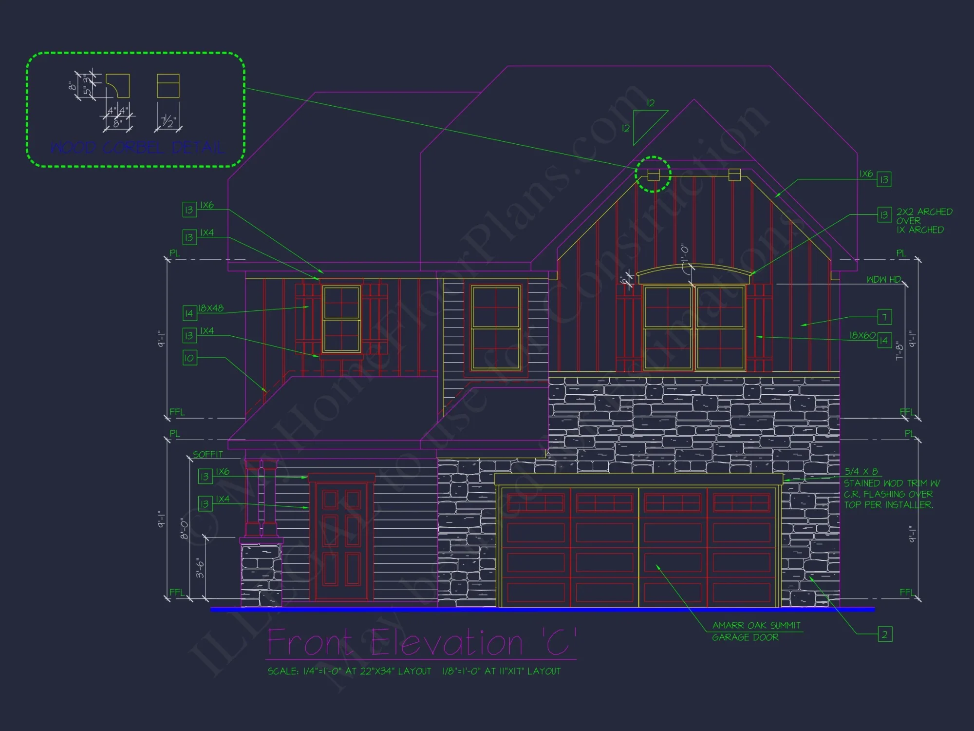 Classic 2-Story house Plan: 4 Beds, 2289 sq ft Blueprint