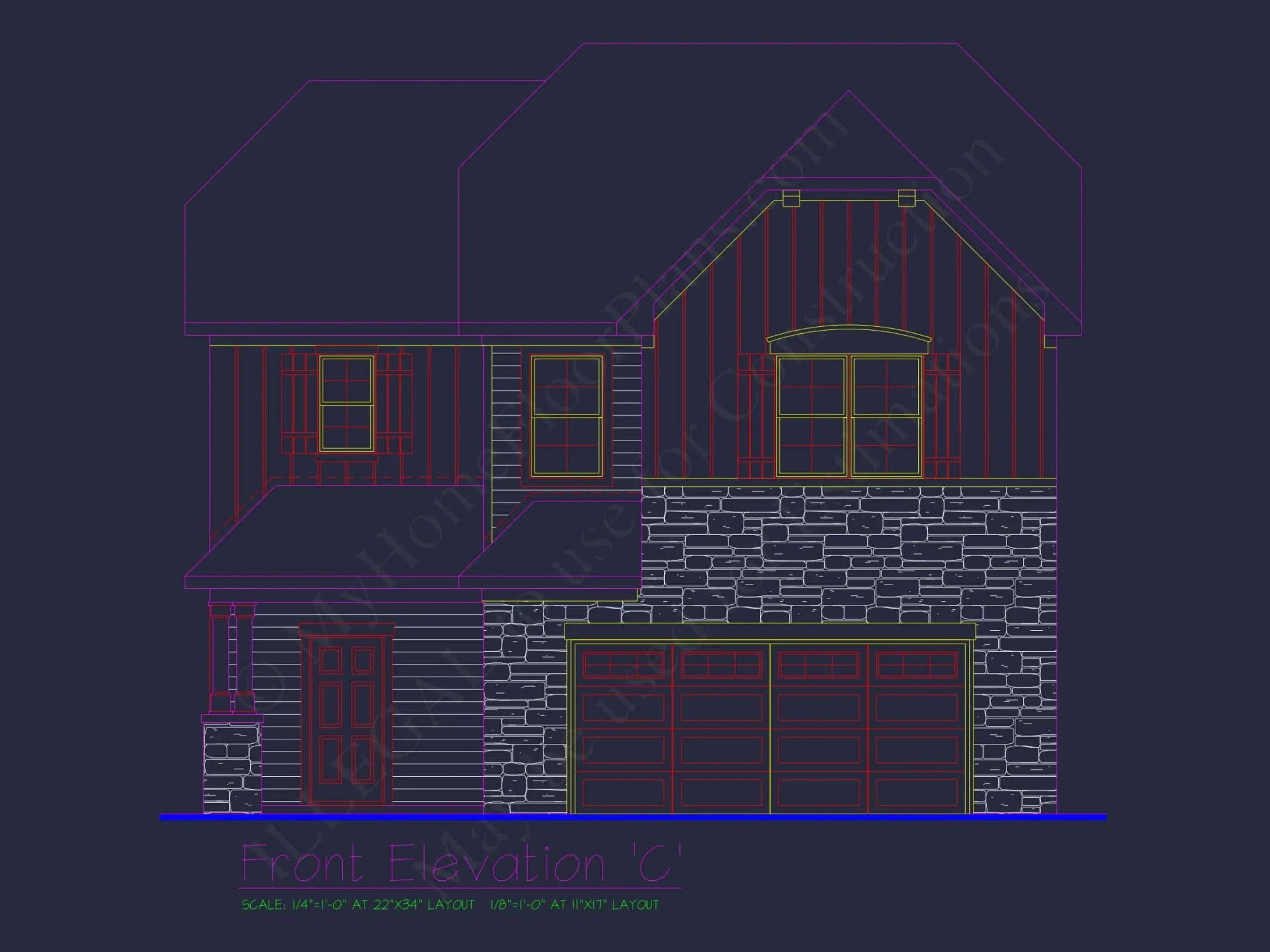 Classic 2-Story house Plan: 4 Beds, 2289 sq ft Blueprint