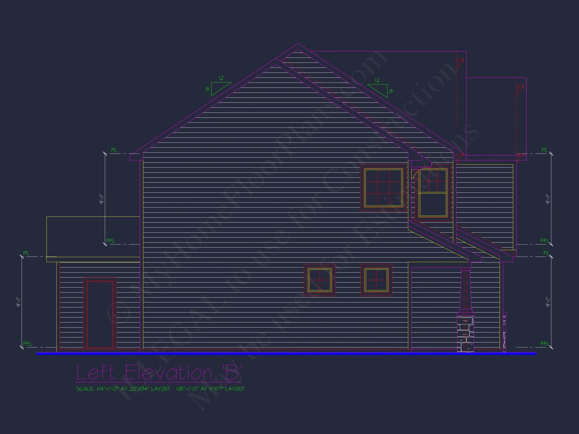 Classic 2-Story house Plan: 4 Beds, 2289 sq ft Blueprint