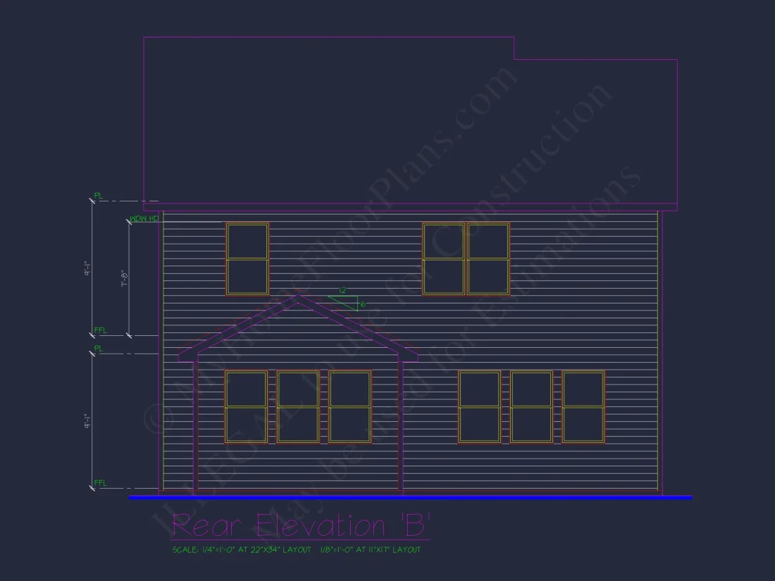 Classic 2-Story house Plan: 4 Beds, 2289 sq ft Blueprint