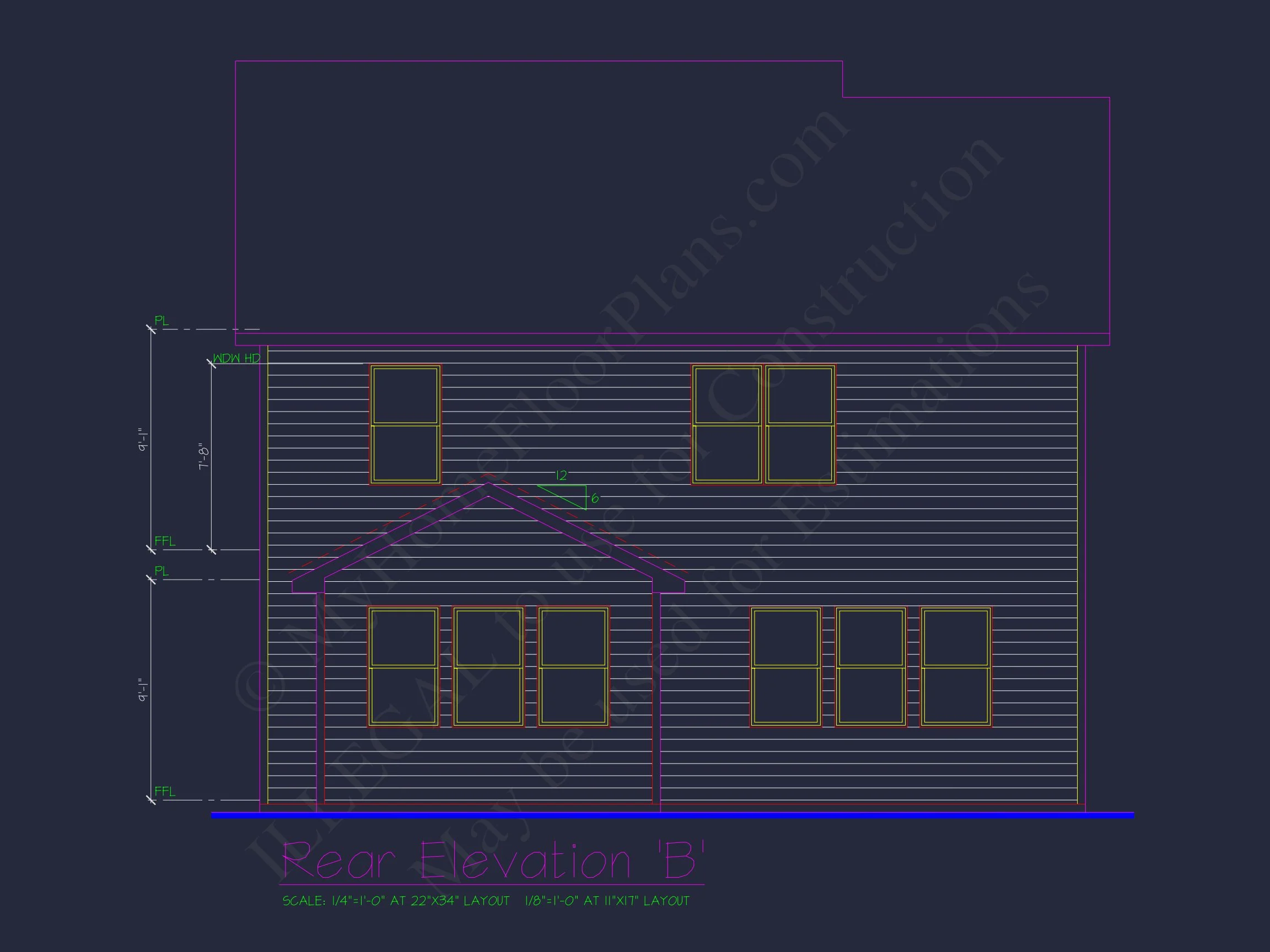 Classic 2-Story house Plan: 4 Beds, 2289 sq ft Blueprint