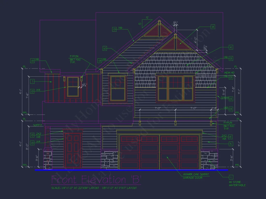Classic 2-Story house Plan: 4 Beds, 2289 sq ft Blueprint