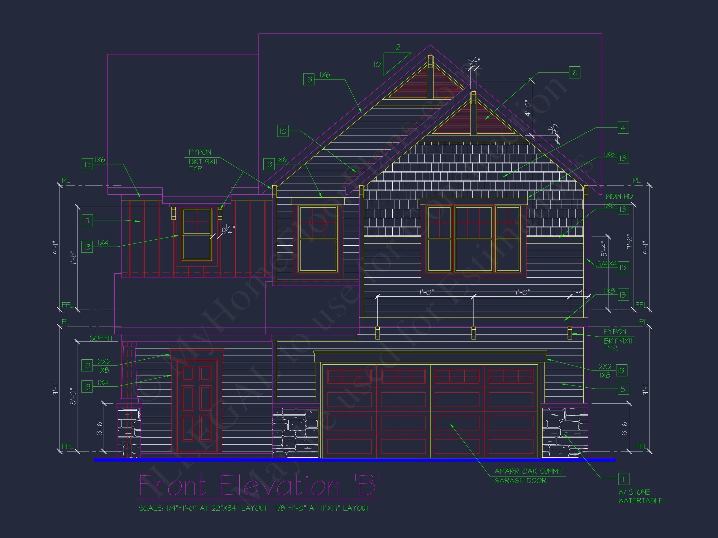 Classic 2-Story house Plan: 4 Beds, 2289 sq ft Blueprint