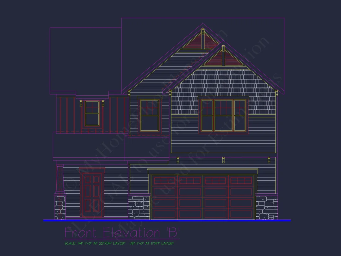 Classic 2-Story house Plan: 4 Beds, 2289 sq ft Blueprint