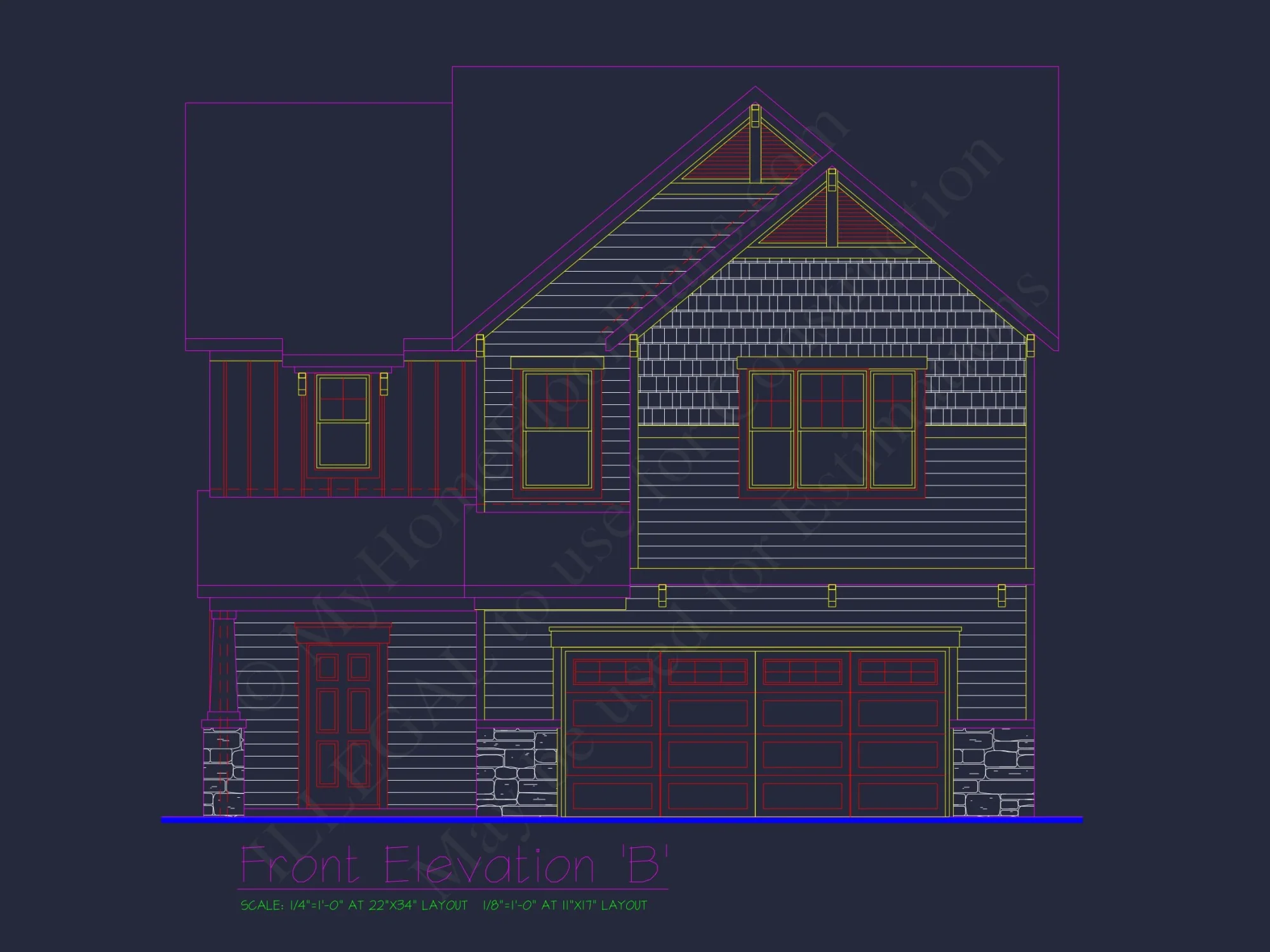 Classic 2-Story house Plan: 4 Beds, 2289 sq ft Blueprint