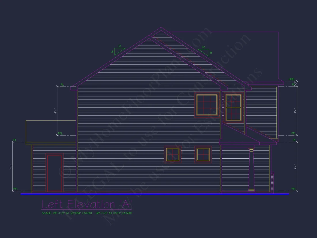Classic 2-Story house Plan: 4 Beds, 2289 sq ft Blueprint