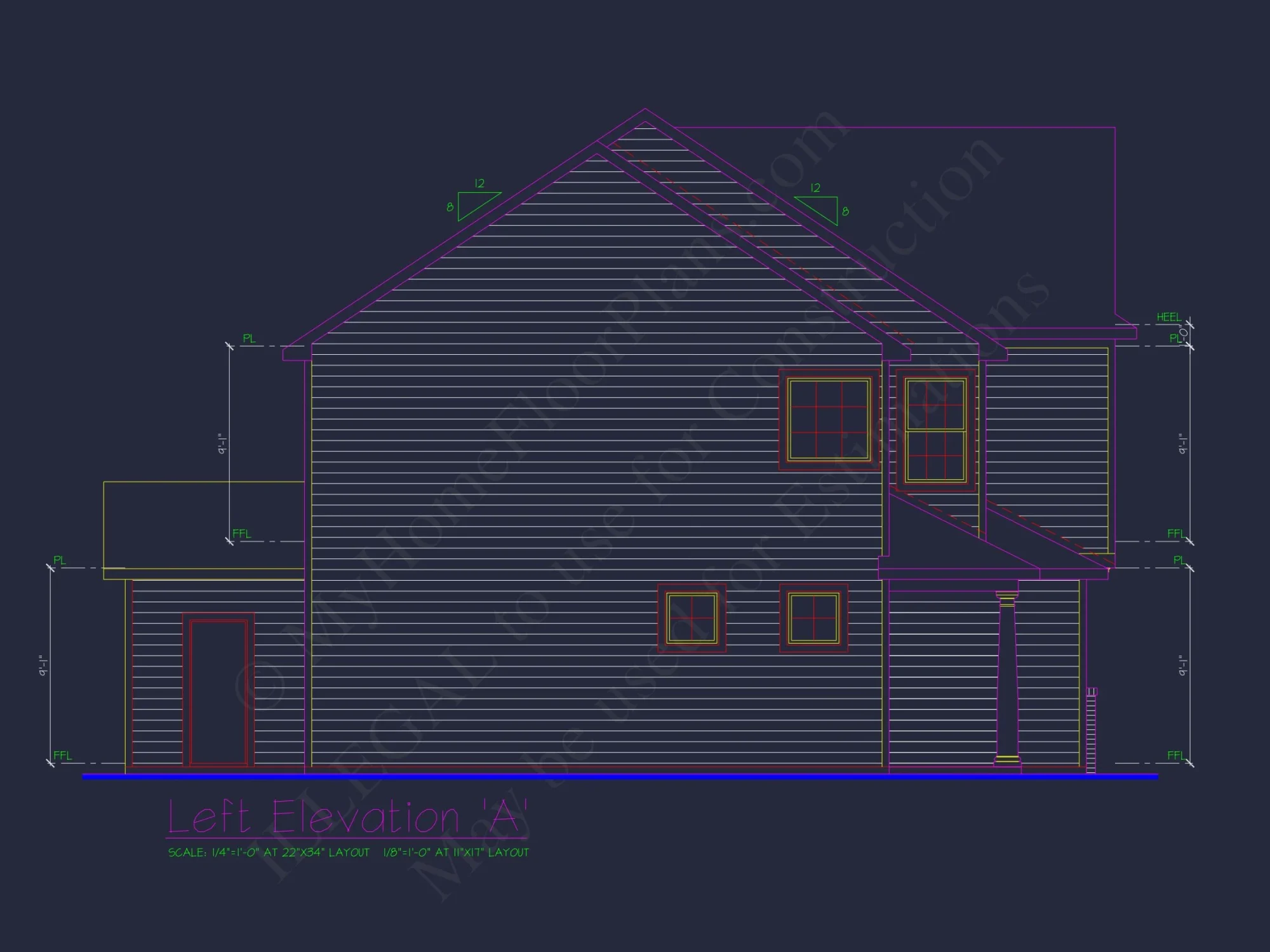 Classic 2-Story house Plan: 4 Beds, 2289 sq ft Blueprint